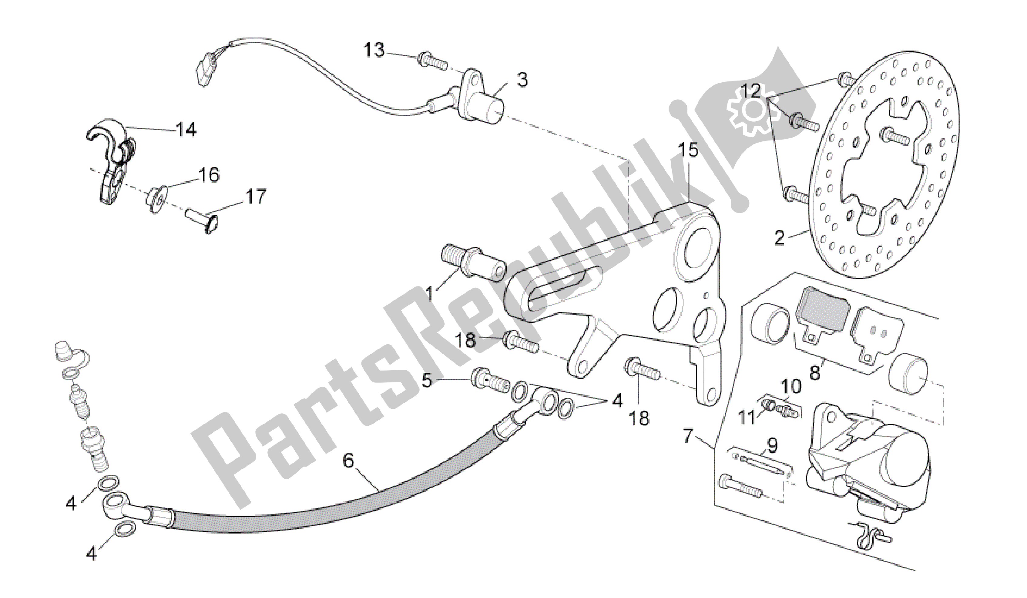 All parts for the Rear Brake Caliper of the Aprilia RSV4 Aprc Factory 3981 1000 2011 - 2012