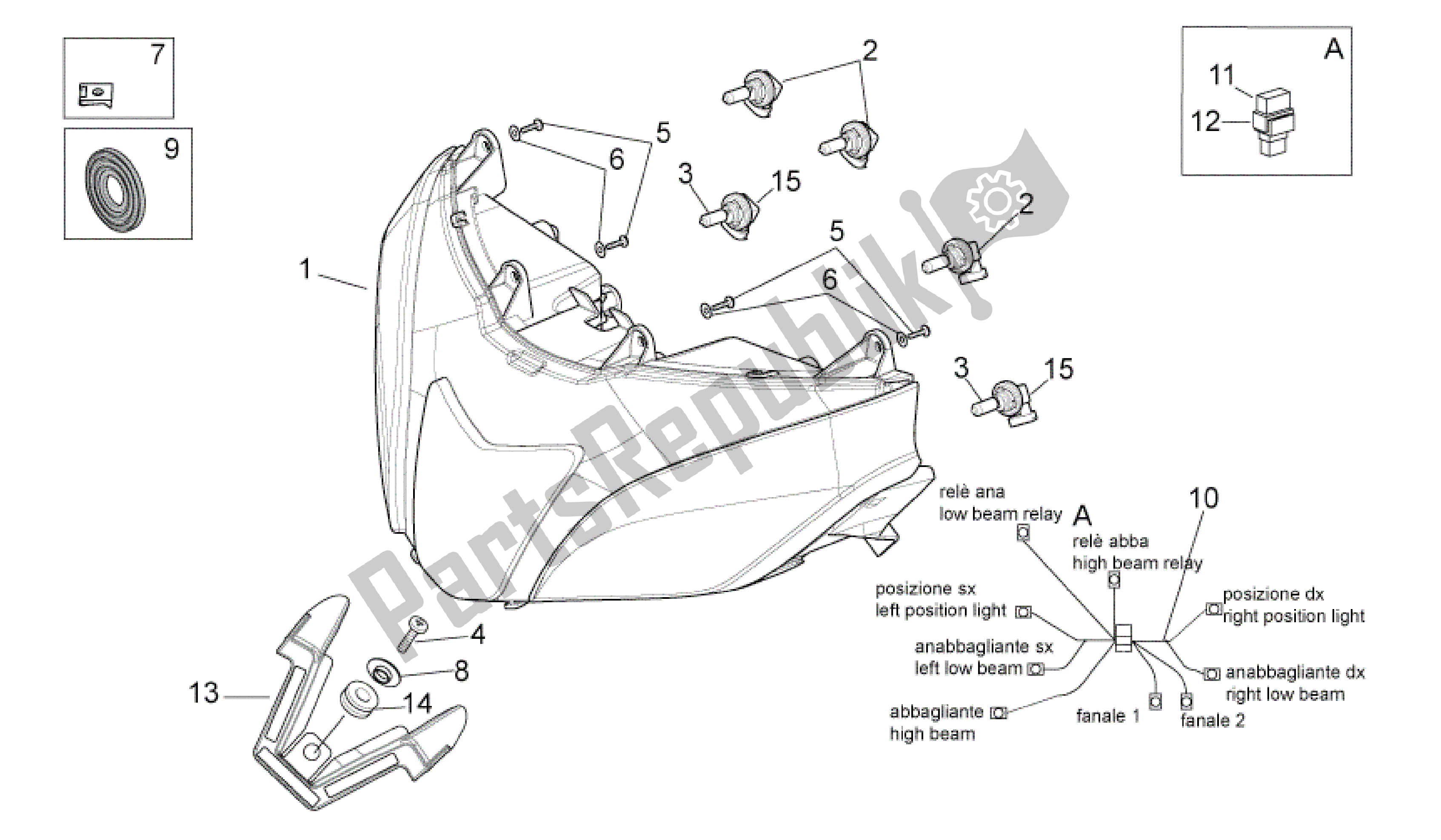 Alle Teile für das Scheinwerfer des Aprilia RSV4 Aprc Factory 3981 1000 2011 - 2012