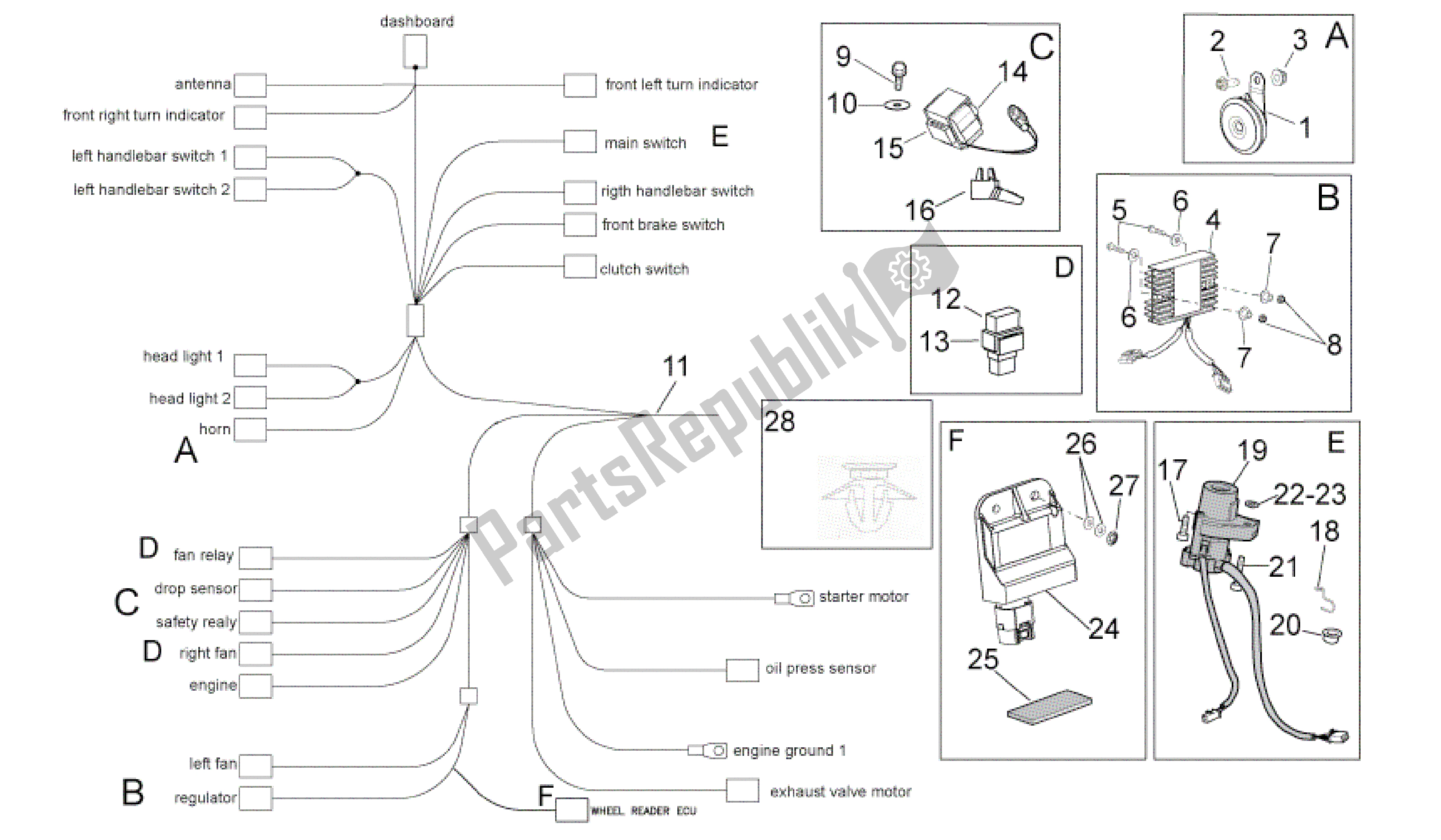 All parts for the Electrical System I of the Aprilia RSV4 Aprc Factory 3981 1000 2011 - 2012