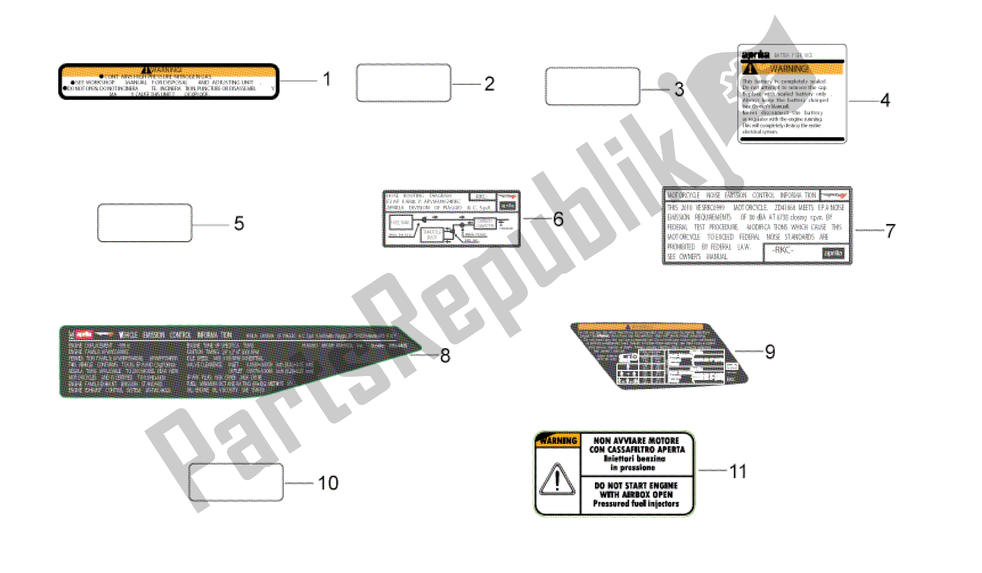 Alle onderdelen voor de Plaat Set En Sticker van de Aprilia RSV4 Aprc Factory 3981 1000 2011 - 2012