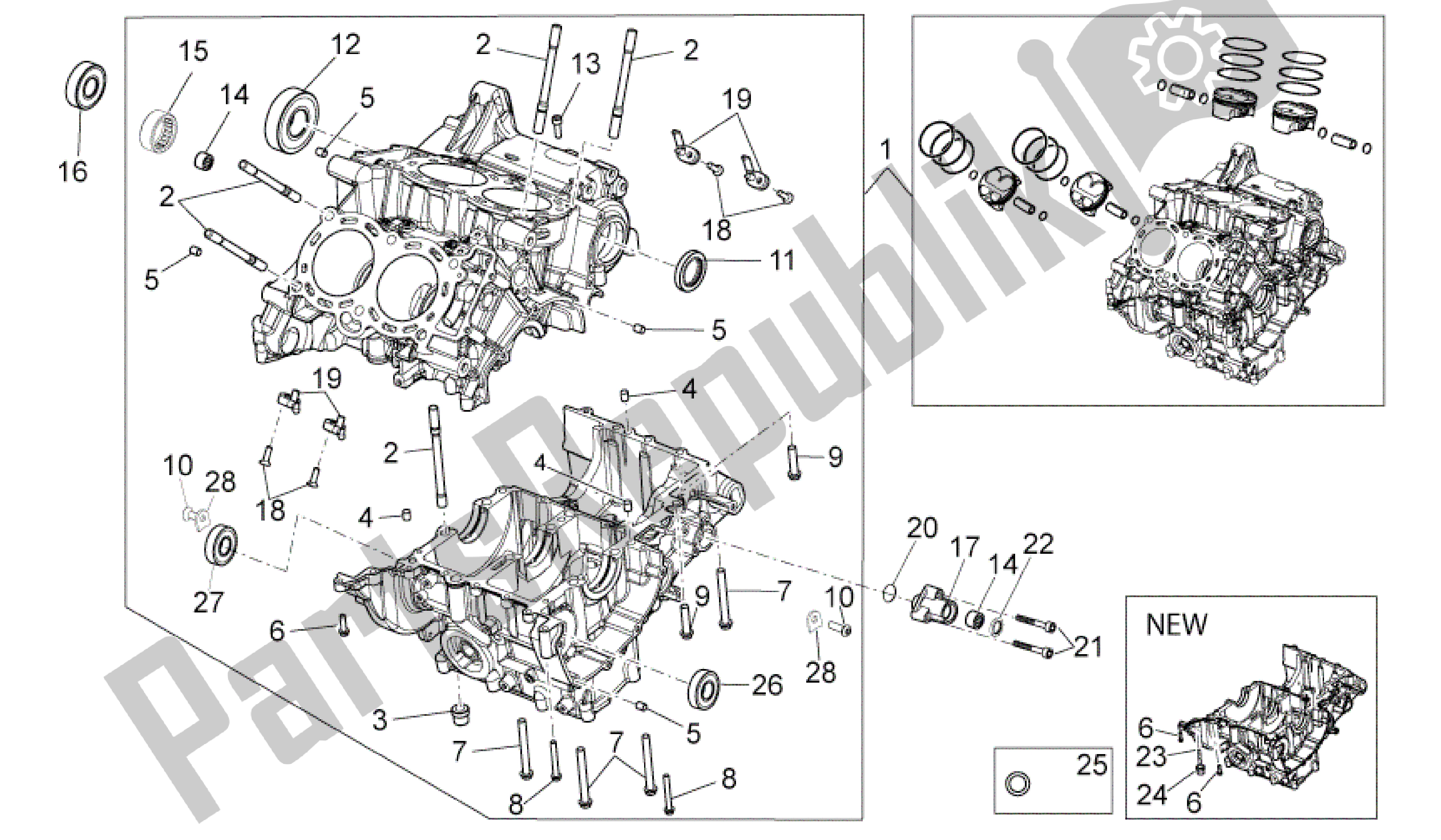 All parts for the Crank-case I of the Aprilia RSV4 Aprc Factory 3981 1000 2011 - 2012