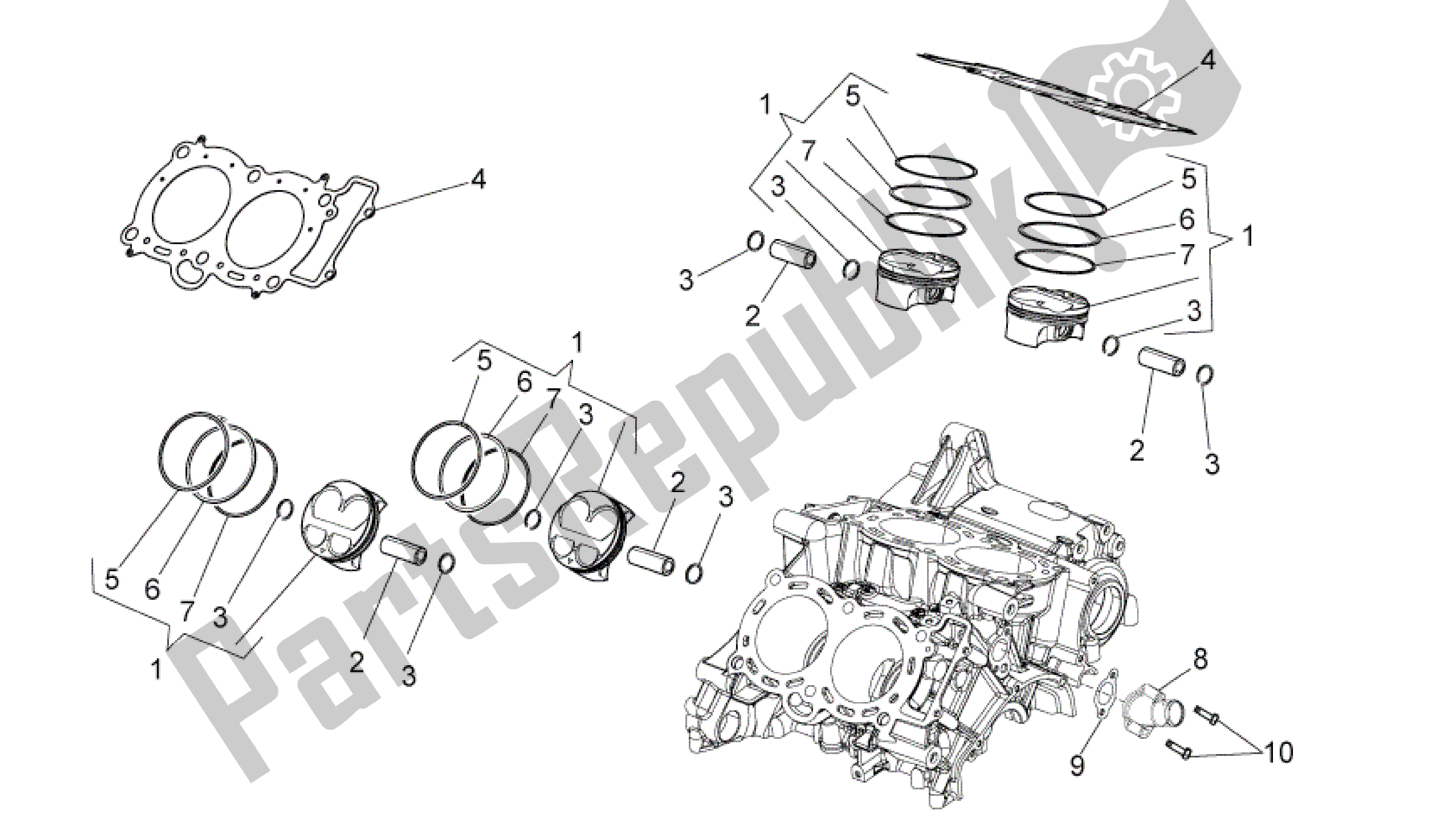 All parts for the Cylinder - Piston of the Aprilia RSV4 Aprc Factory 3981 1000 2011 - 2012