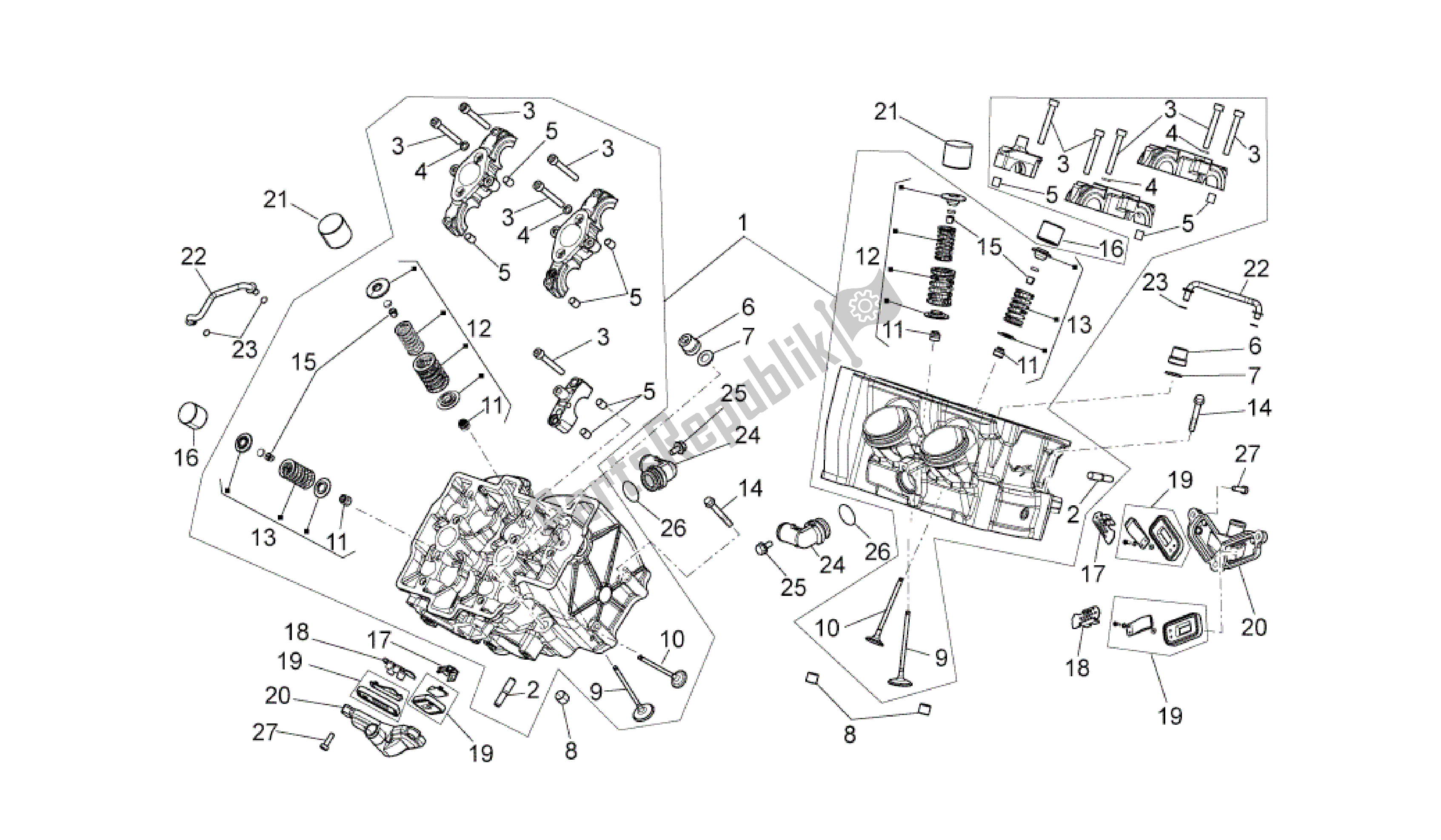 Wszystkie części do G? Owica Cylindra - Zawory Aprilia RSV4 Aprc Factory 3981 1000 2011 - 2012