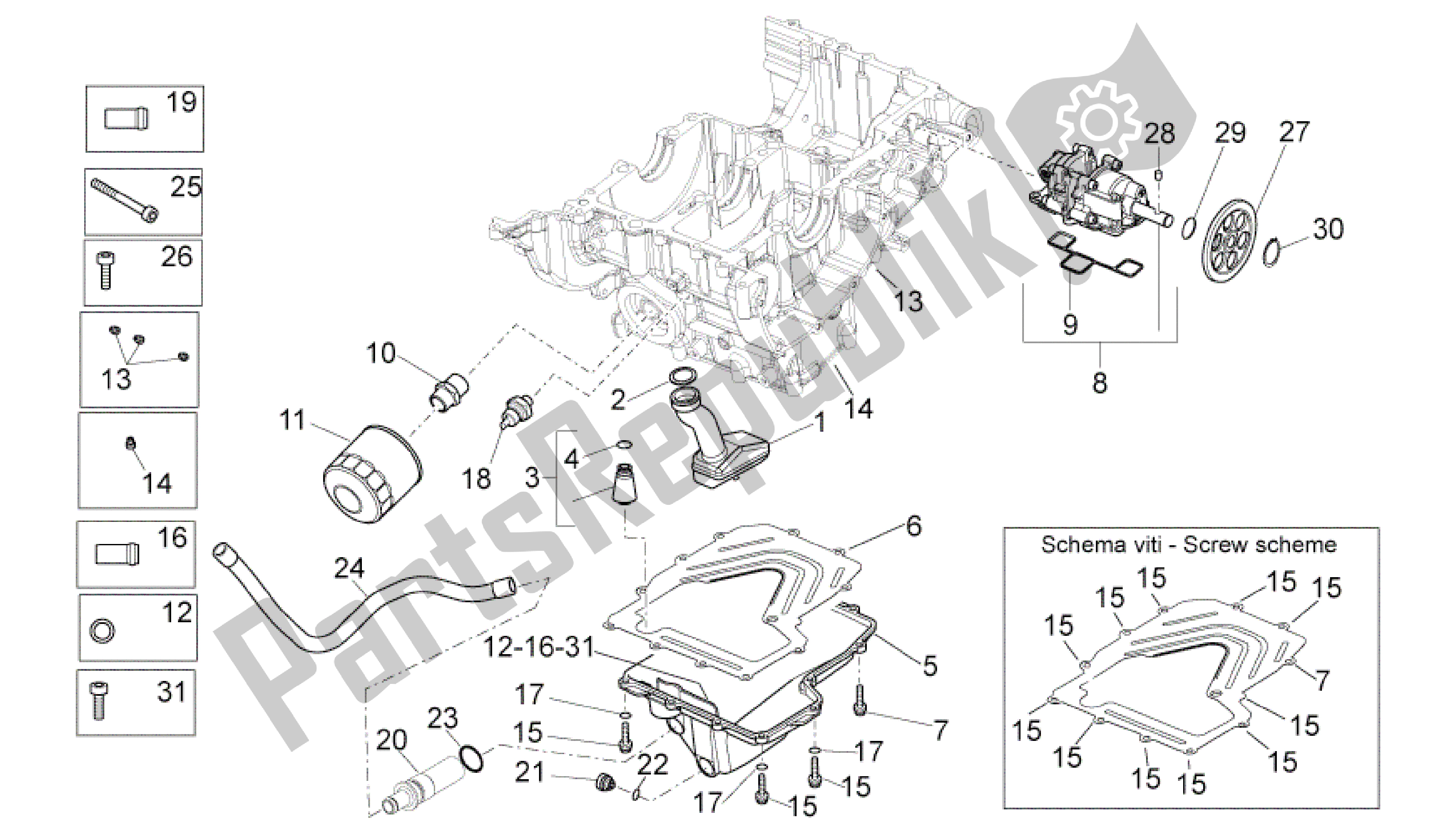 Todas as partes de Lubrificação do Aprilia RSV4 Aprc Factory 3981 1000 2011 - 2012