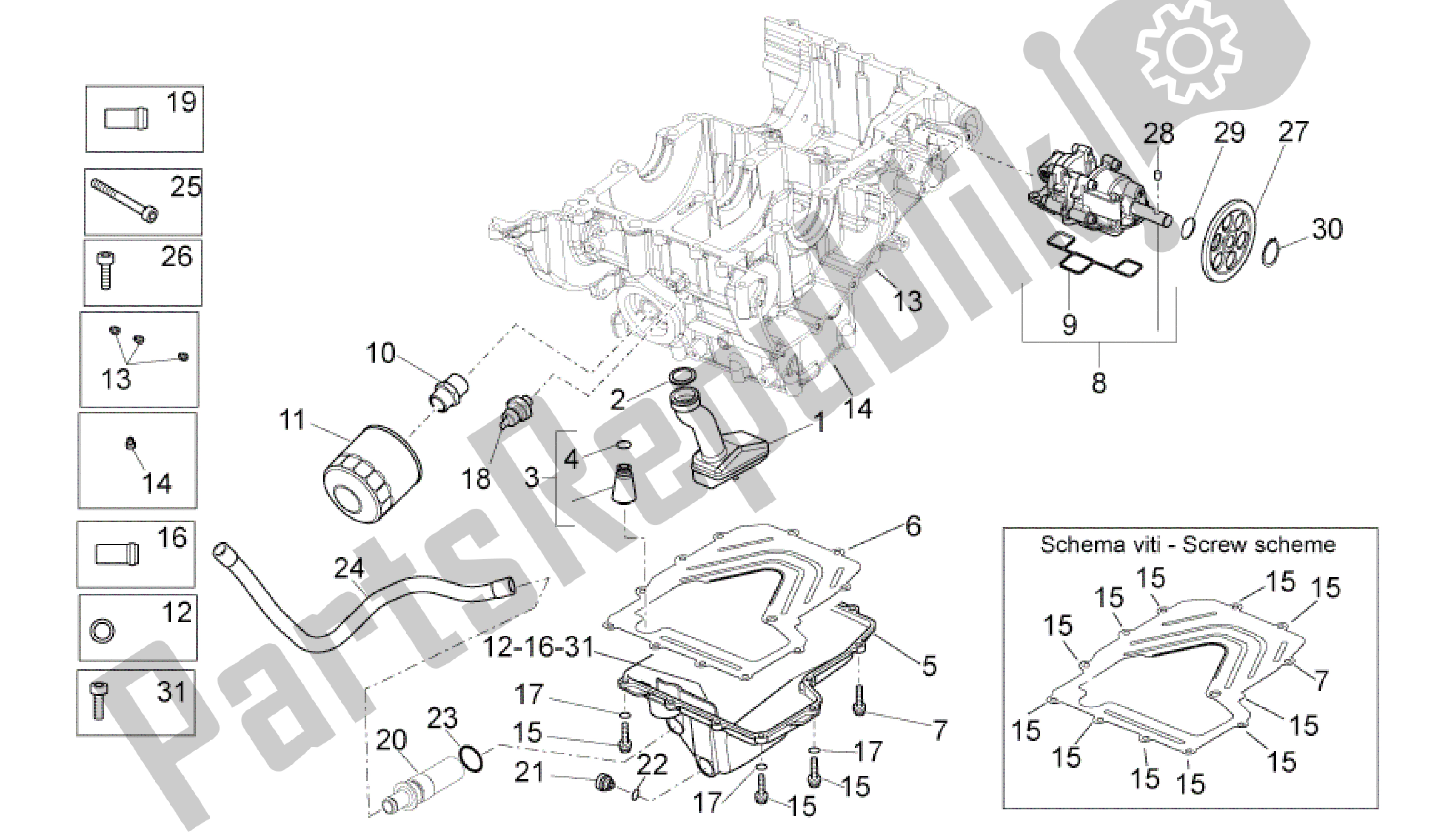 Alle onderdelen voor de Smering van de Aprilia RSV4 Aprc Factory 3981 1000 2011 - 2012