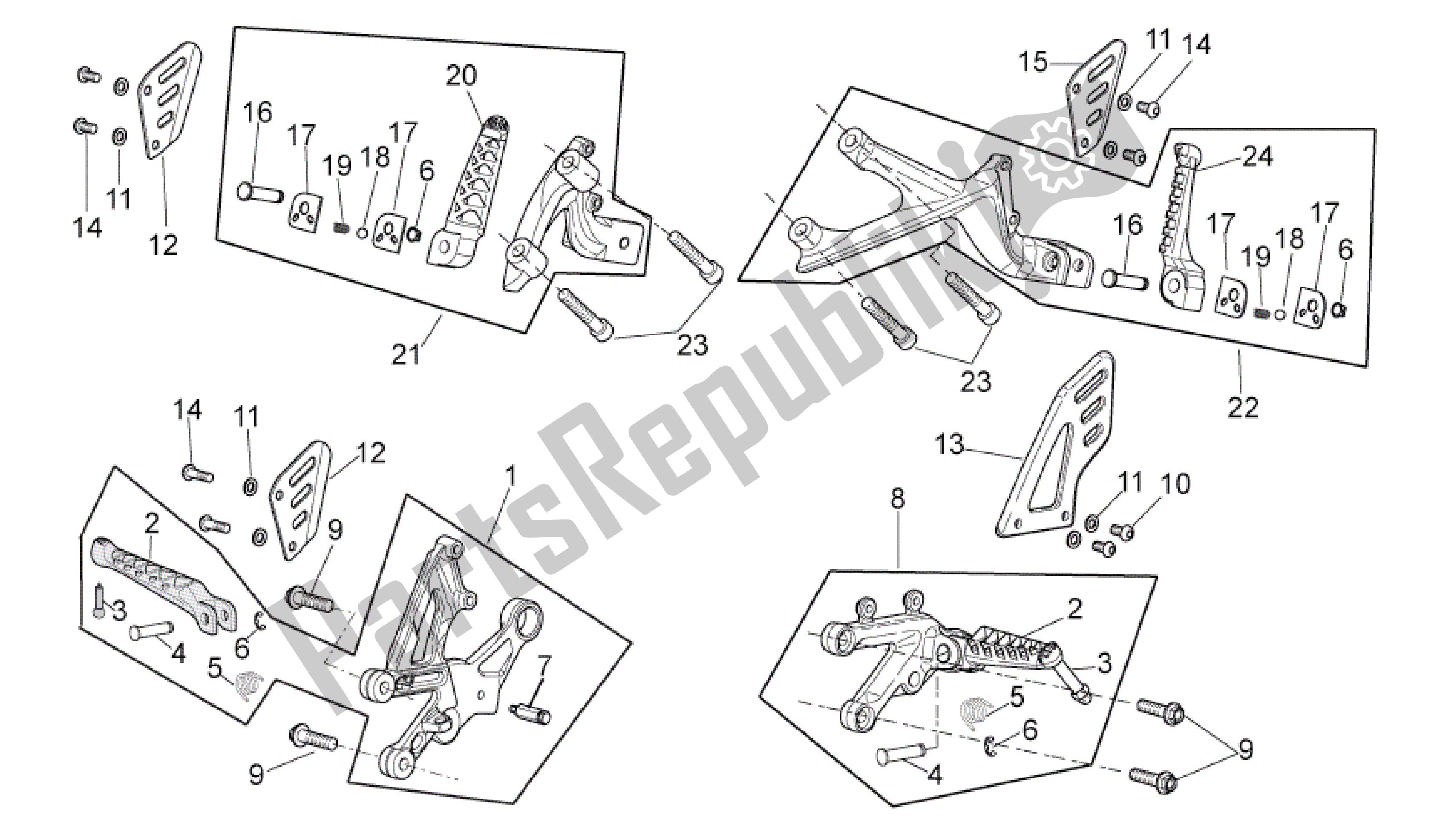 Alle Teile für das Fußstützen des Aprilia RSV4 Aprc R 3982 1000 2011 - 2012