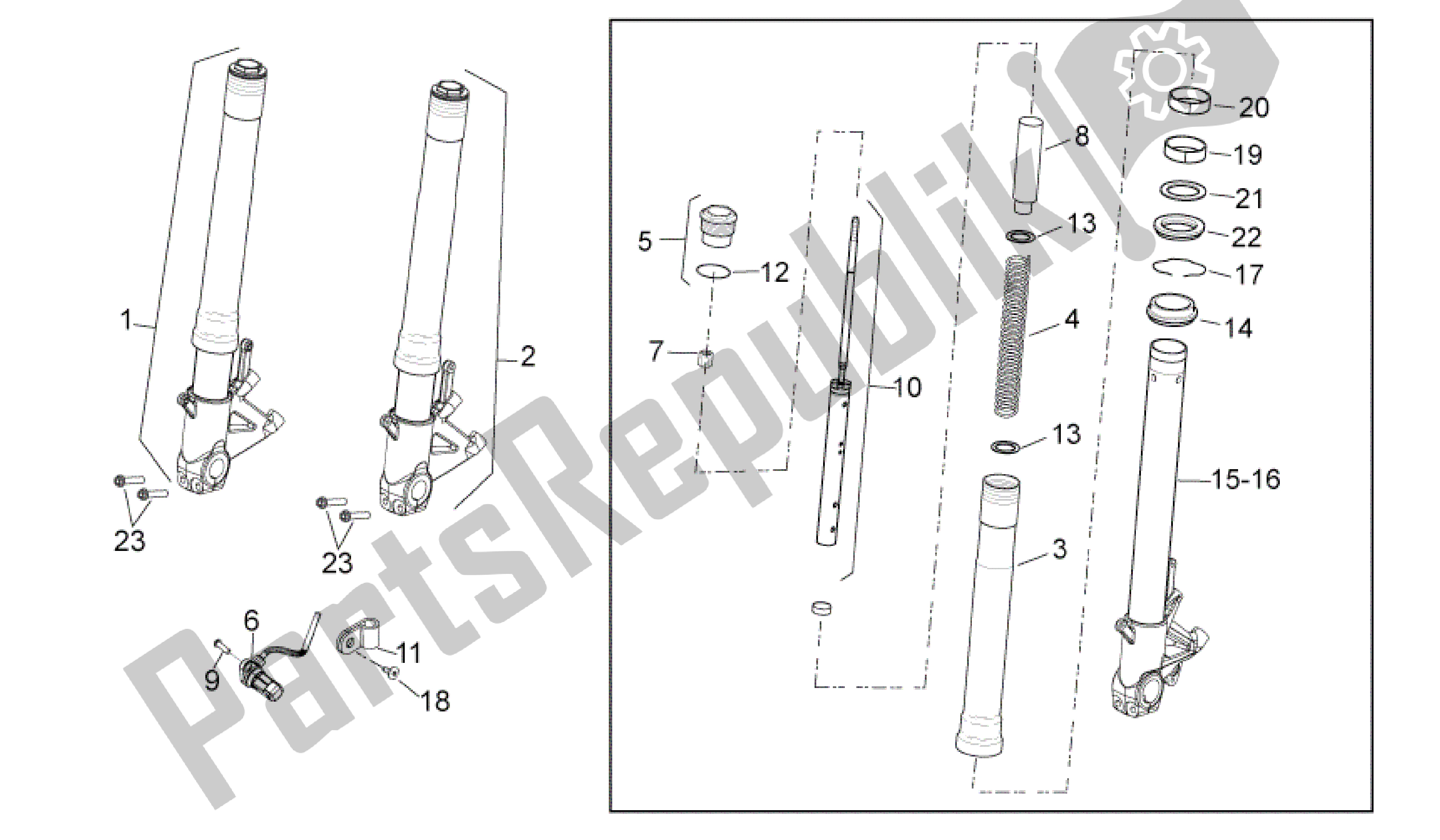 Toutes les pièces pour le Fourche Avant du Aprilia RSV4 Aprc R 3982 1000 2011 - 2012