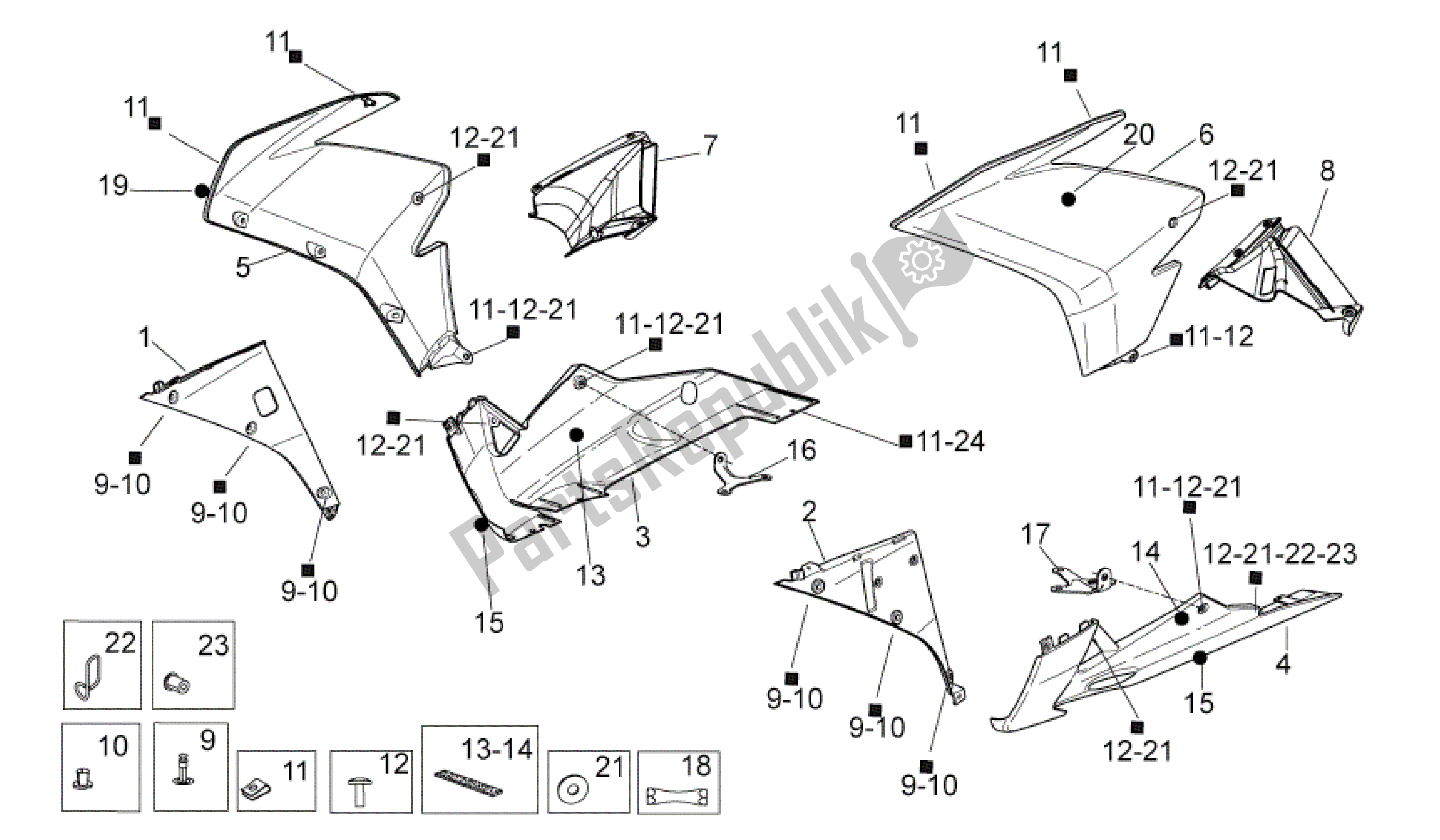 Toutes les pièces pour le Corps Avant Ii du Aprilia RSV4 Aprc R 3982 1000 2011 - 2012