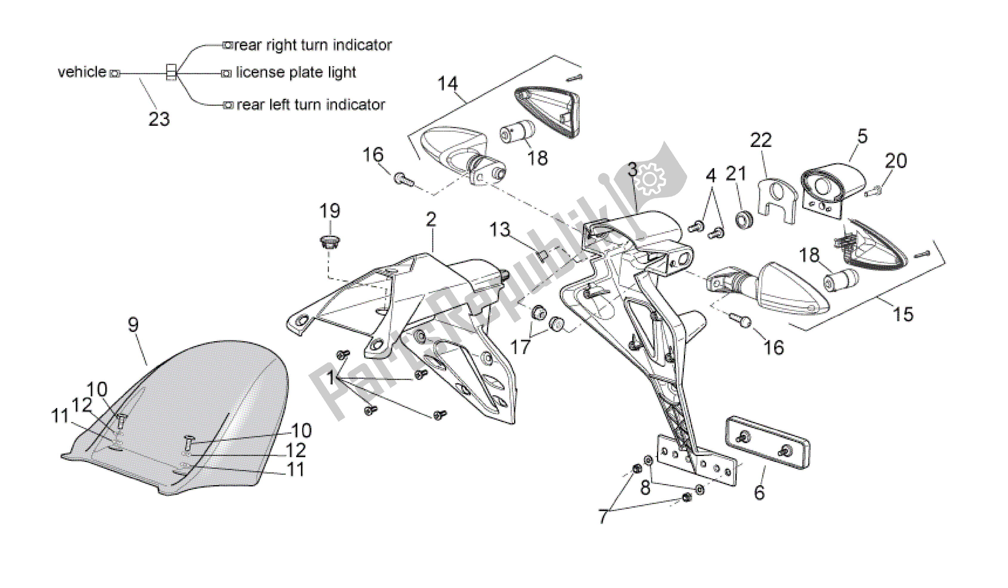 All parts for the Rear Body Ii of the Aprilia RSV4 Aprc R 3982 1000 2011 - 2012