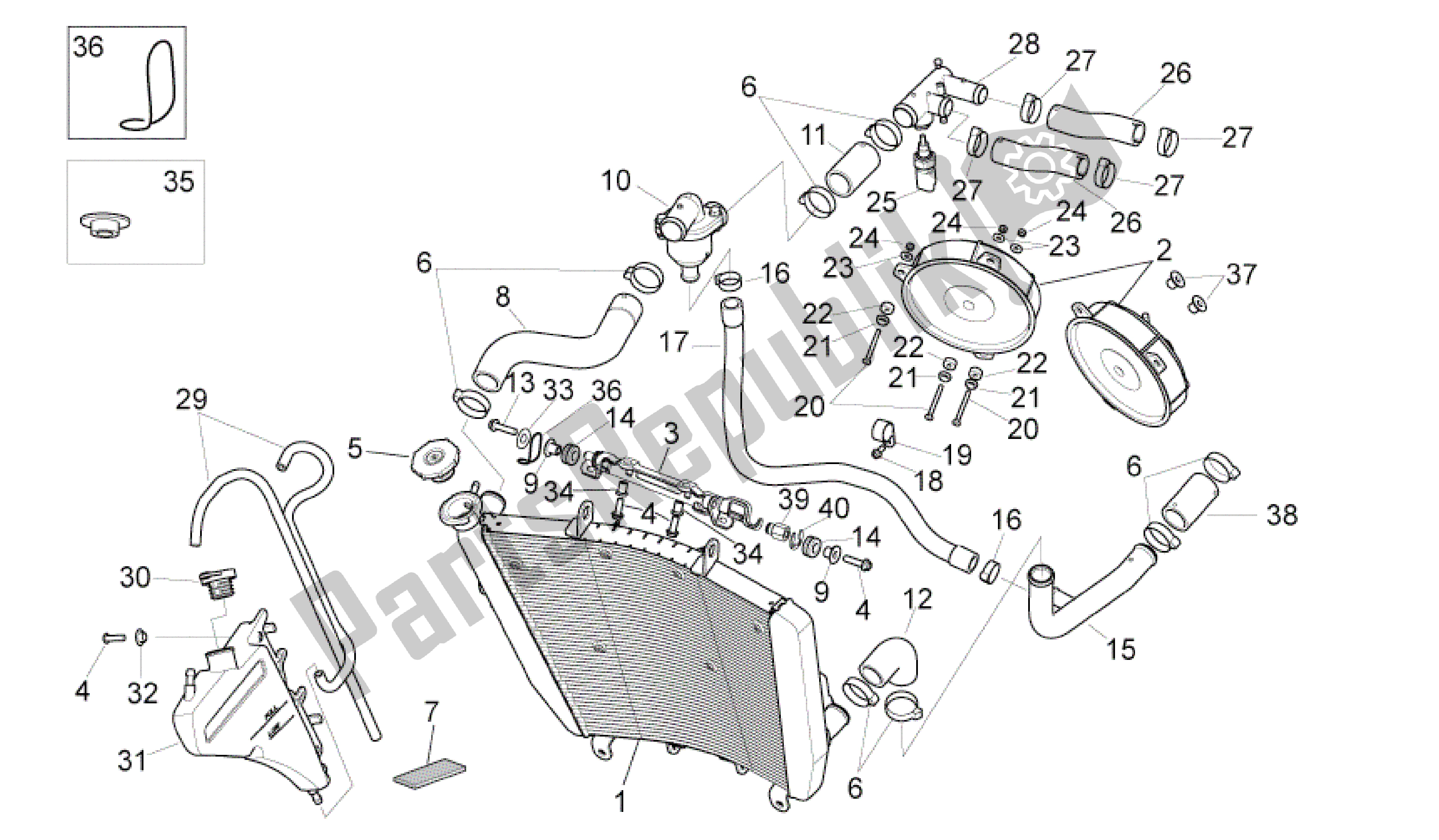 All parts for the Cooling System of the Aprilia RSV4 Aprc R 3982 1000 2011 - 2012