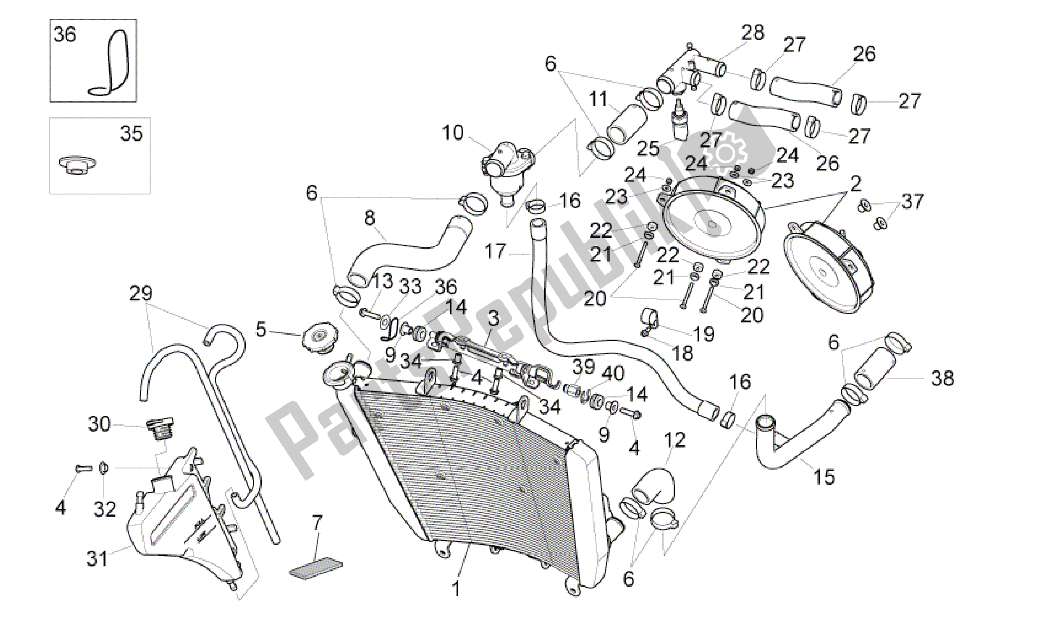 Alle Teile für das Kühlsystem des Aprilia RSV4 Aprc R 3982 1000 2011 - 2012