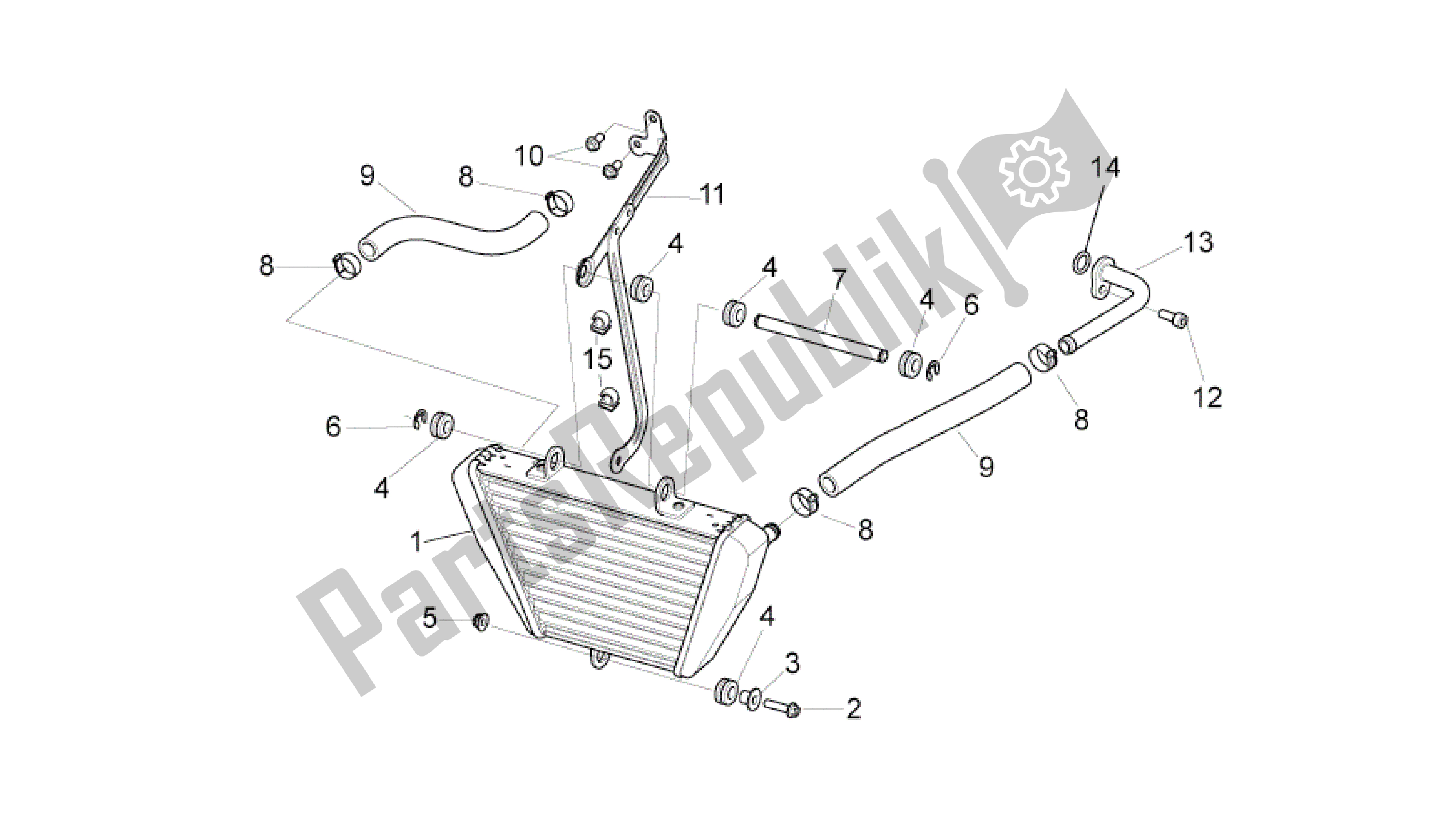 Alle onderdelen voor de Olie Radiator van de Aprilia RSV4 Aprc R 3982 1000 2011 - 2012