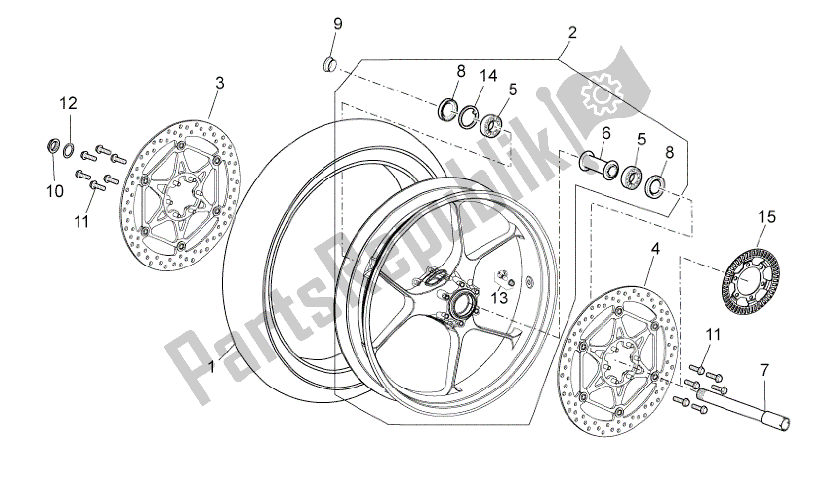 Alle onderdelen voor de Voorwiel van de Aprilia RSV4 Aprc R 3982 1000 2011 - 2012