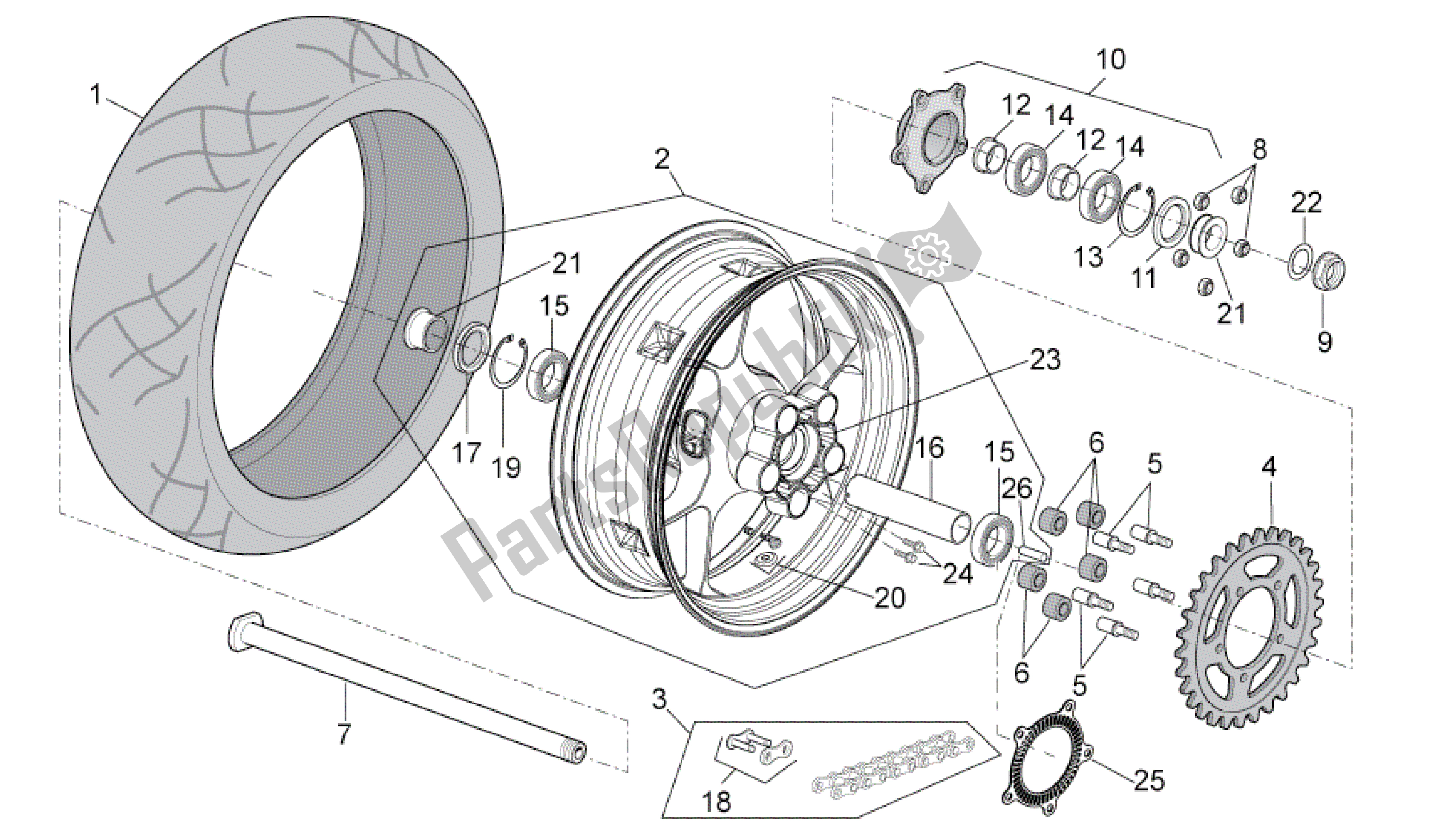 Toutes les pièces pour le Roue Arrière du Aprilia RSV4 Aprc R 3982 1000 2011 - 2012