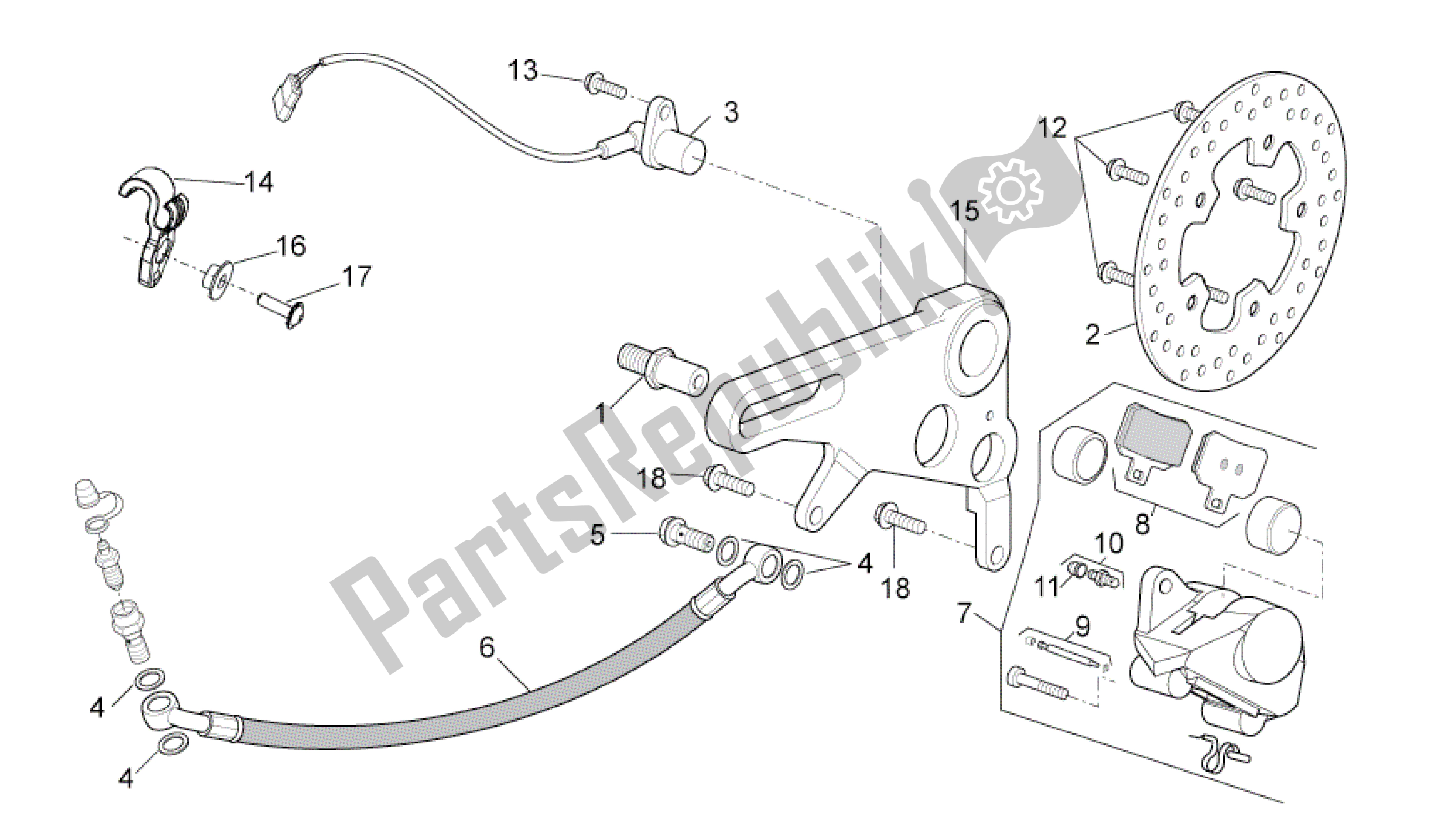 Alle onderdelen voor de Achter Remklauw van de Aprilia RSV4 Aprc R 3982 1000 2011 - 2012