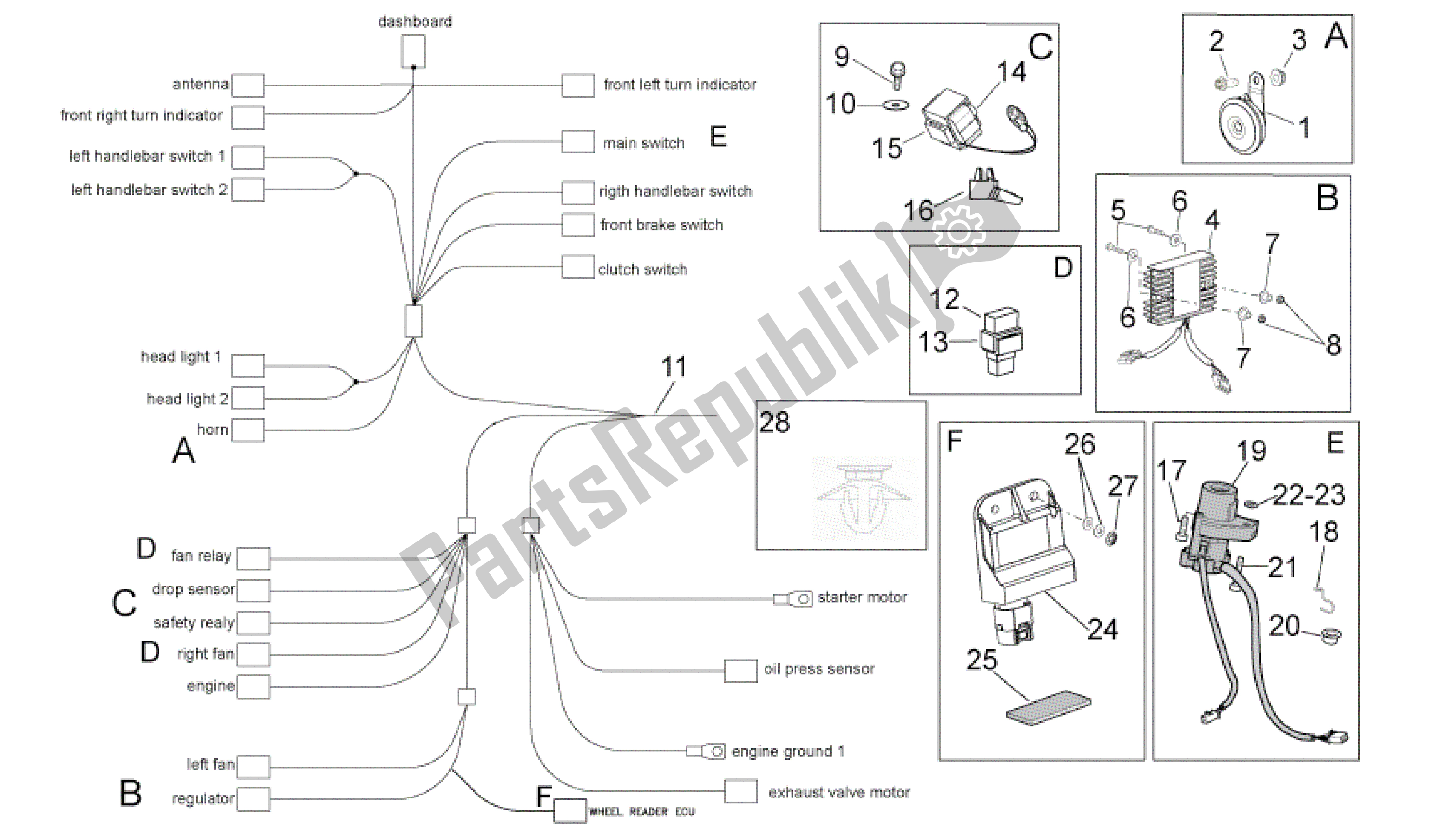 Toutes les pièces pour le Système électrique I du Aprilia RSV4 Aprc R 3982 1000 2011 - 2012