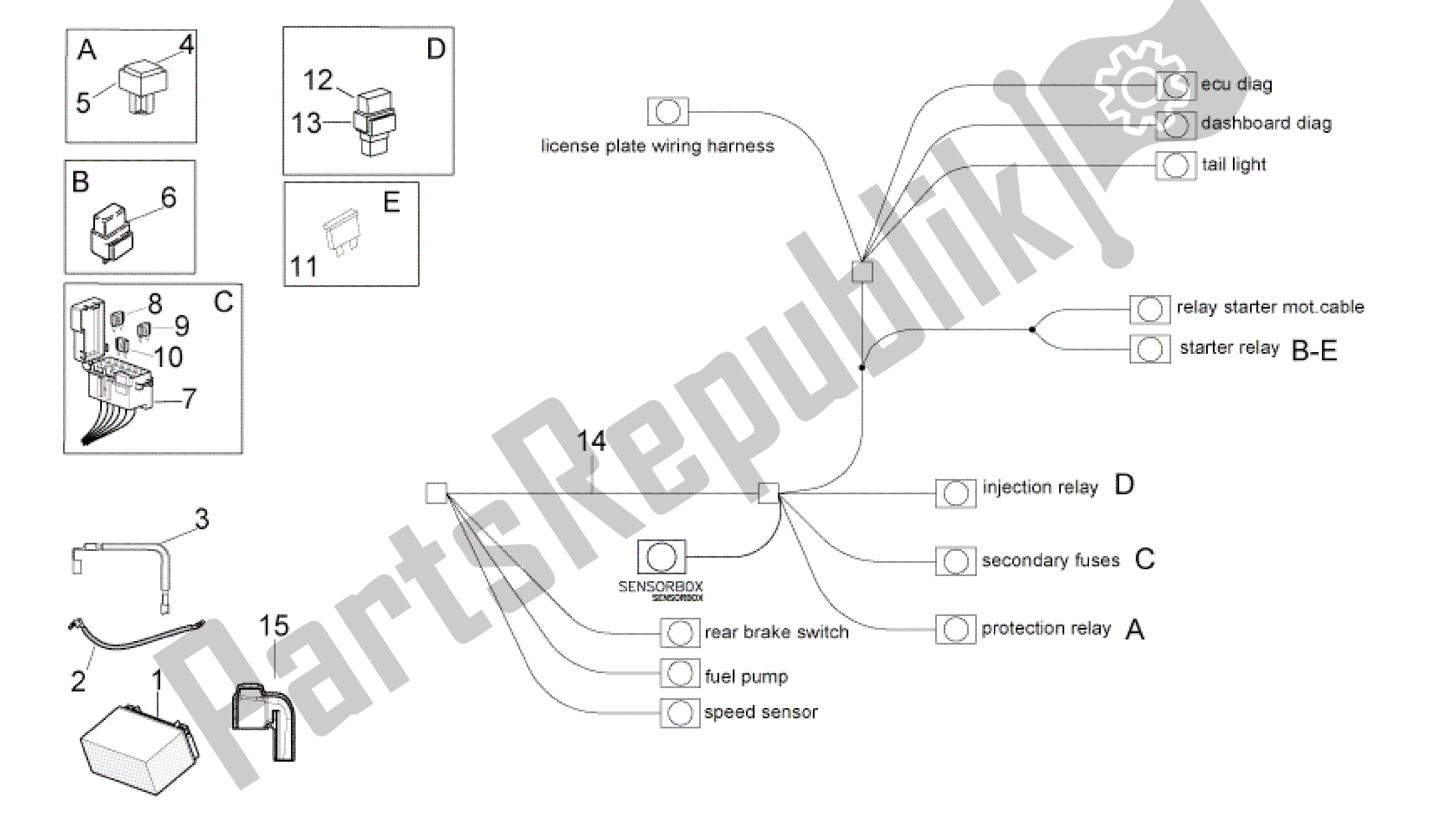 Tutte le parti per il Impianto Elettrico Ii del Aprilia RSV4 Aprc R 3982 1000 2011 - 2012