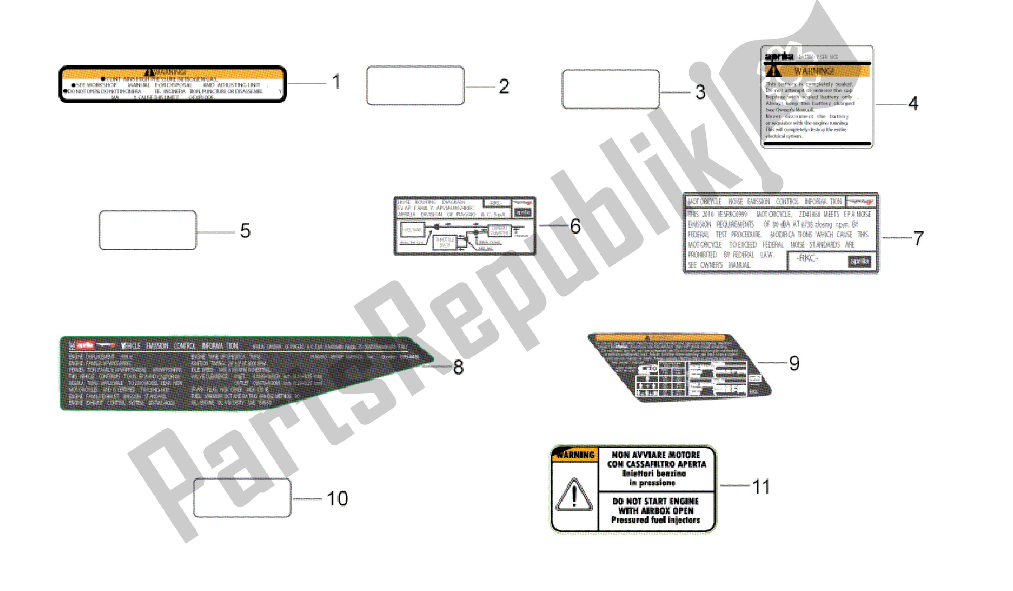 Alle onderdelen voor de Plaat Set En Sticker van de Aprilia RSV4 Aprc R 3982 1000 2011 - 2012