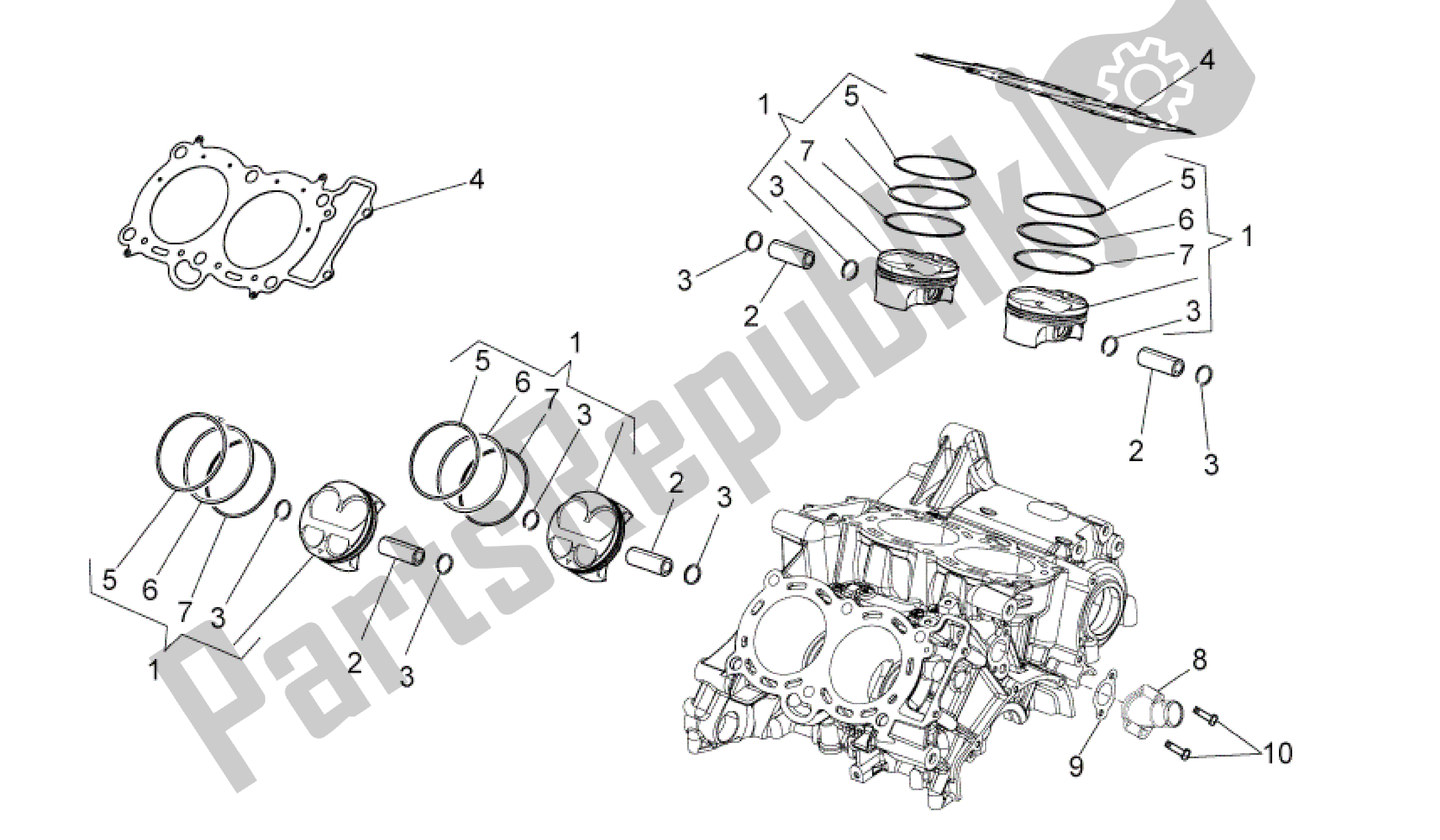 Alle onderdelen voor de Cilinder - Zuiger van de Aprilia RSV4 Aprc R 3982 1000 2011 - 2012