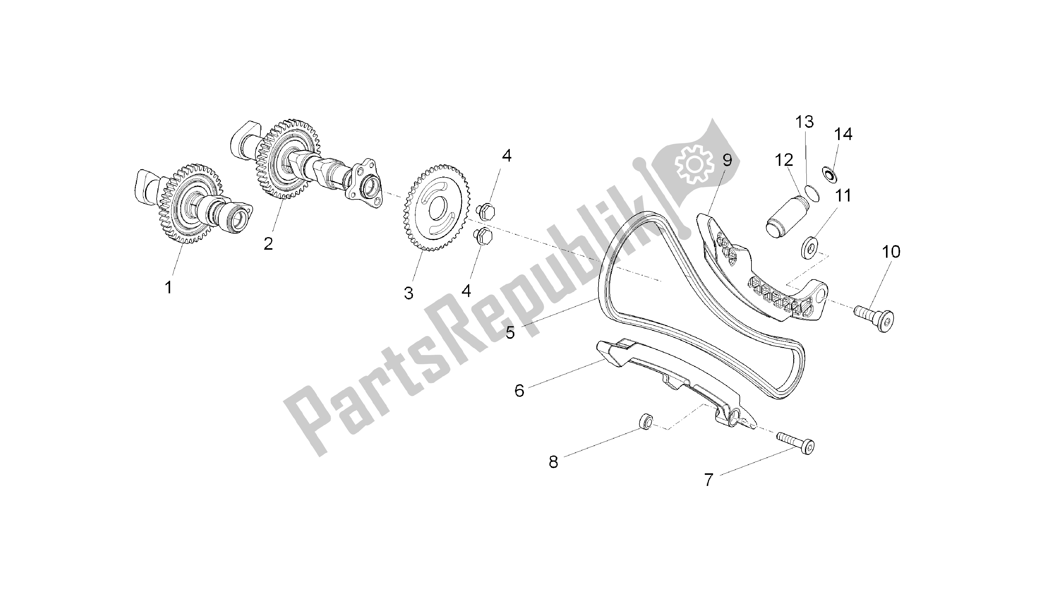 All parts for the Front Cylinder Timing System of the Aprilia RSV4 Aprc R 3982 1000 2011 - 2012