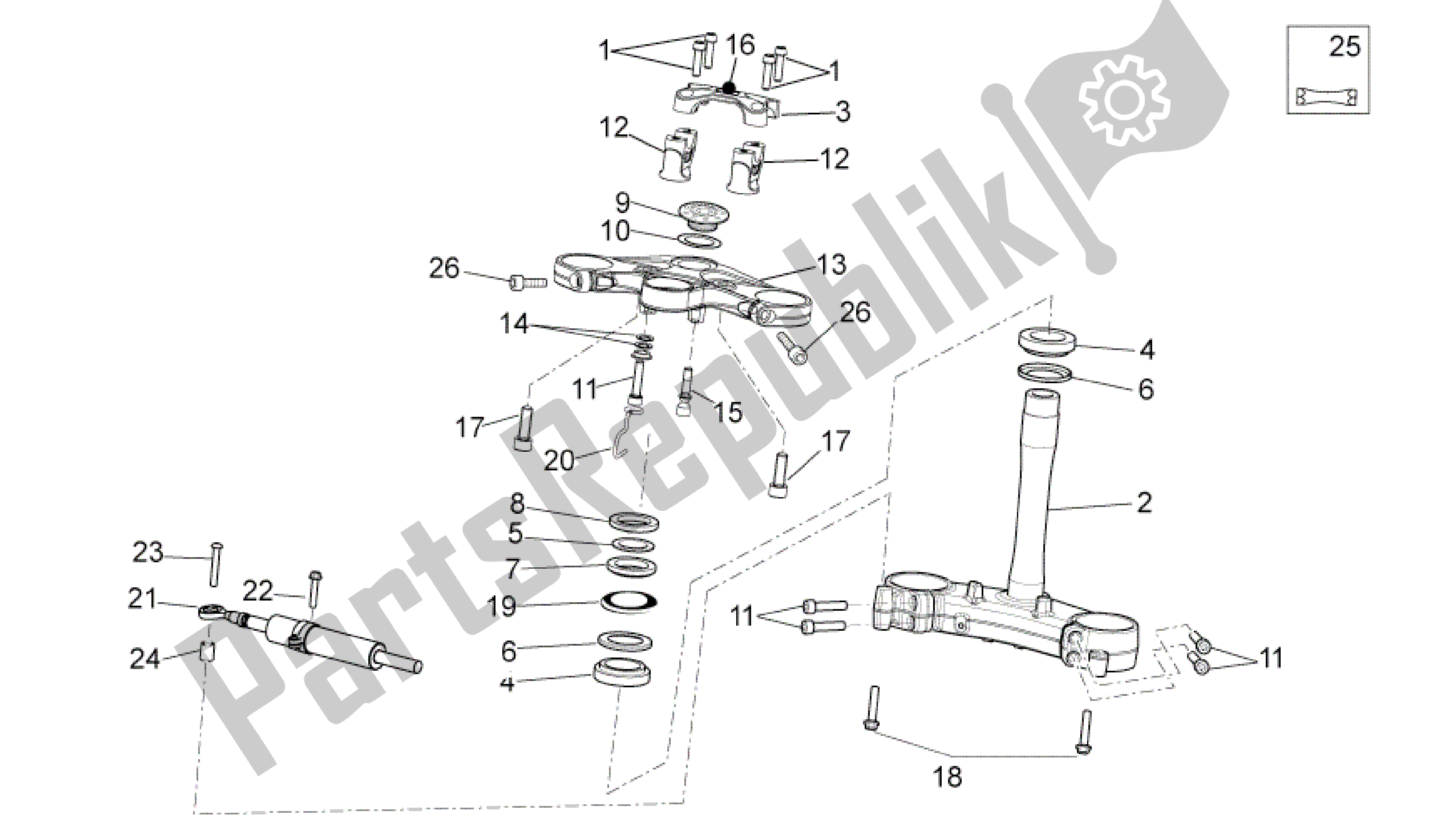 Todas as partes de Direção do Aprilia RSV4 Tuono V4 R Aprc 1000 2011