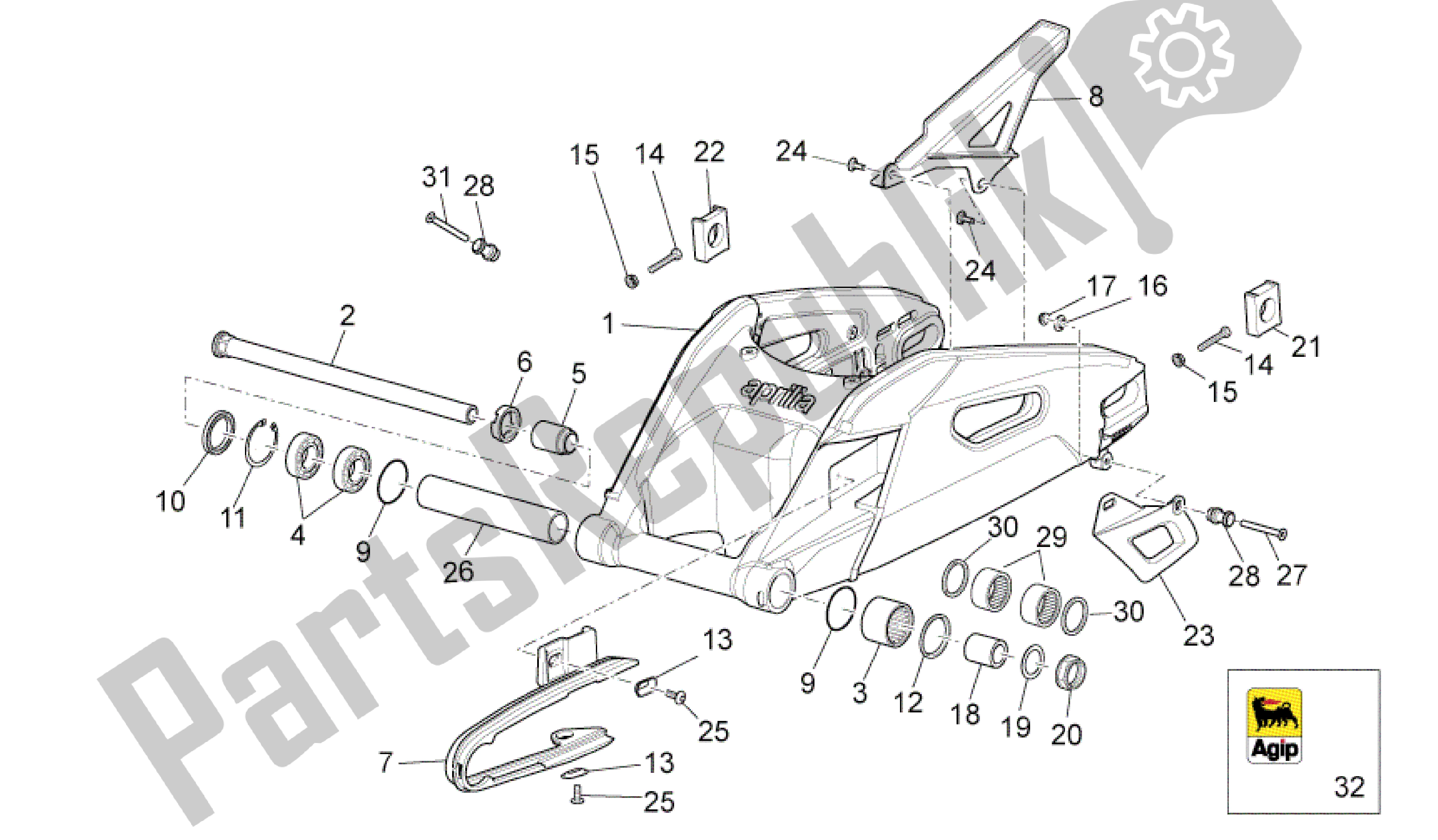 Todas as partes de Brazo Oscilante Trasero do Aprilia RSV4 Tuono V4 R Aprc 1000 2011