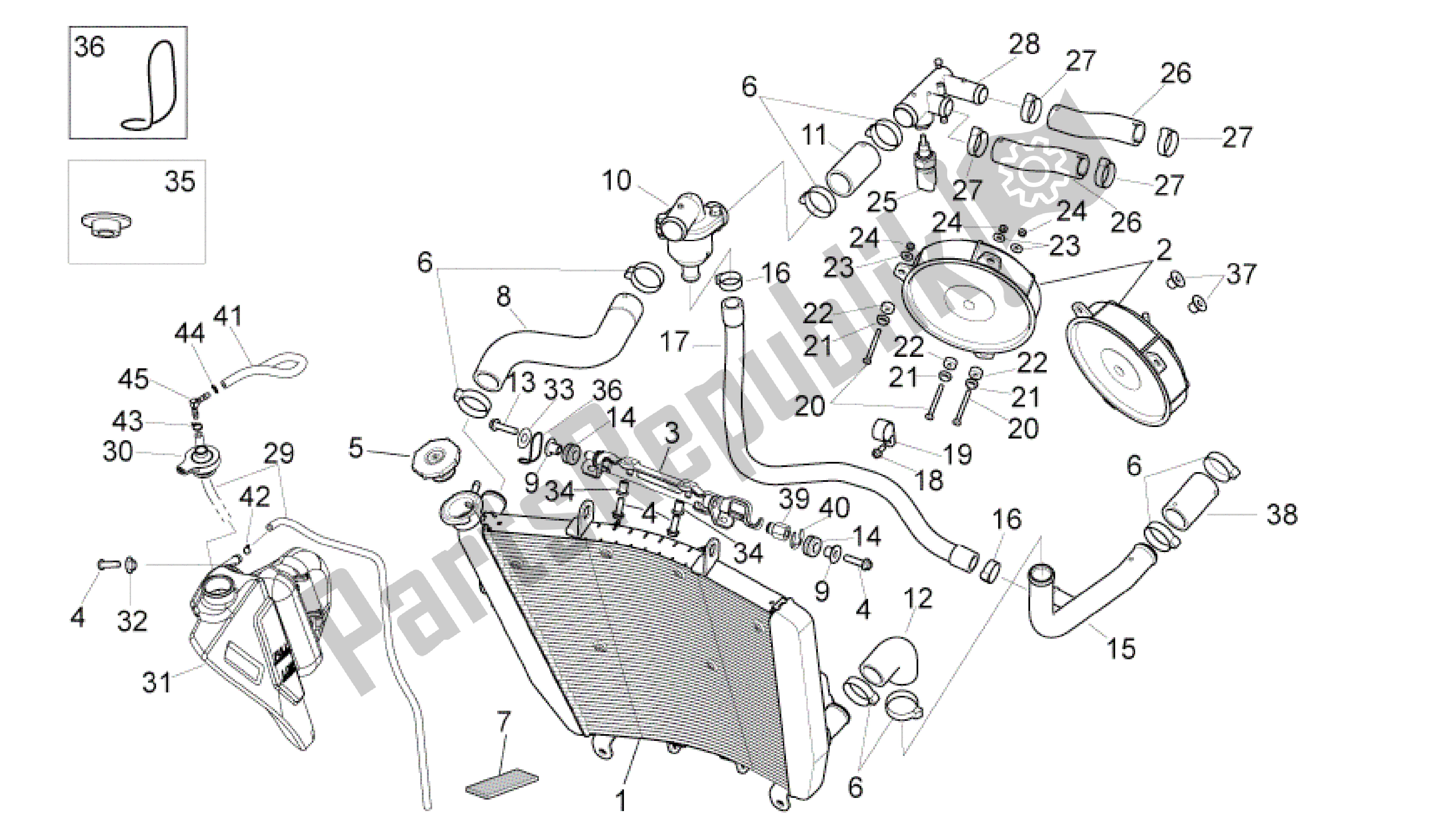 All parts for the Sistema De Refrigeración of the Aprilia RSV4 Tuono V4 R Aprc 1000 2011