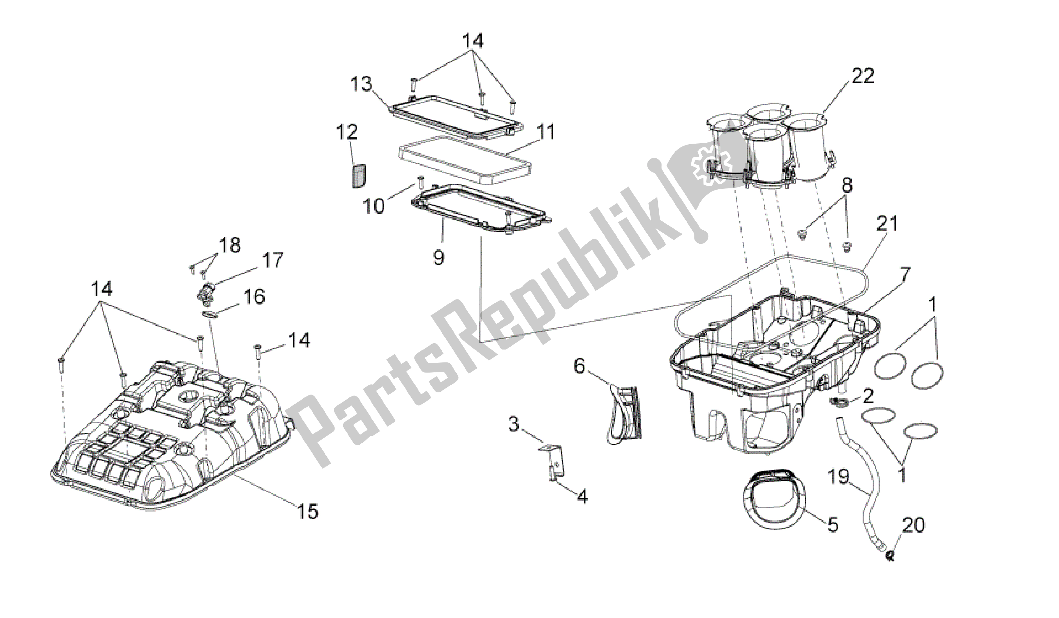 All parts for the Caja Del Filtro of the Aprilia RSV4 Tuono V4 R Aprc 1000 2011