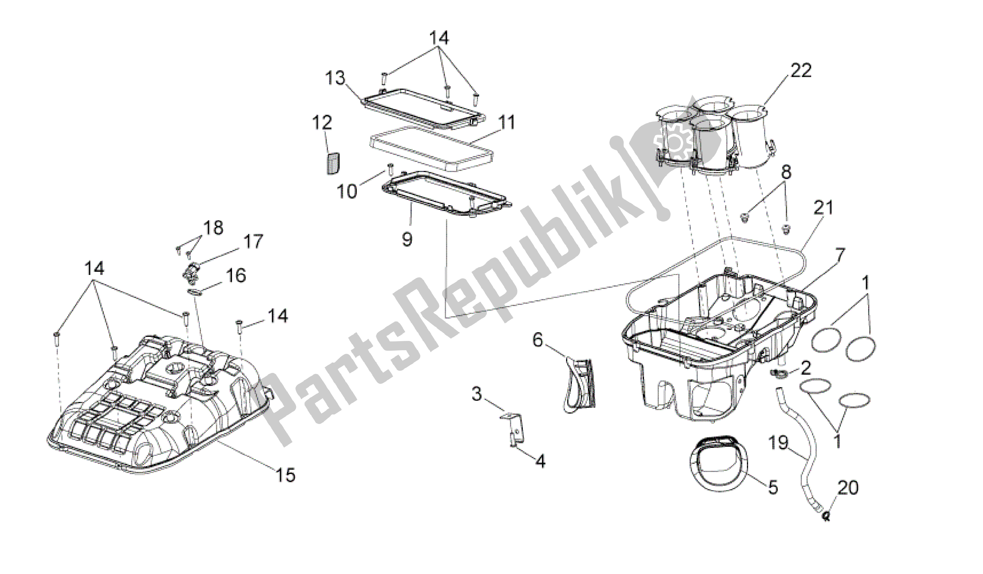 Todas as partes de Caja Del Filtro do Aprilia RSV4 Tuono V4 R Aprc 1000 2011