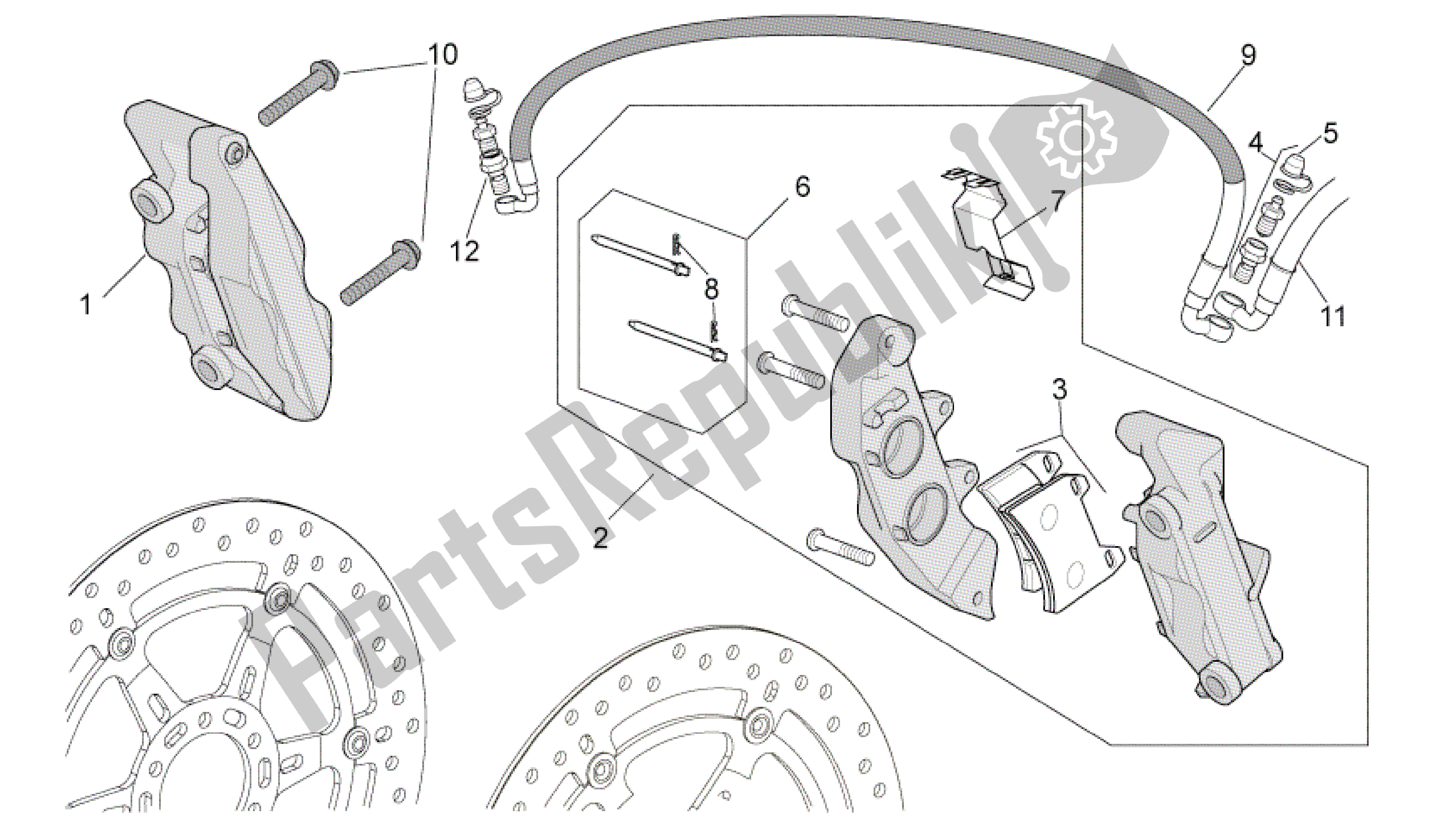 Todas as partes de Pinza Freno Del. Do Aprilia RSV4 Tuono V4 R Aprc 1000 2011