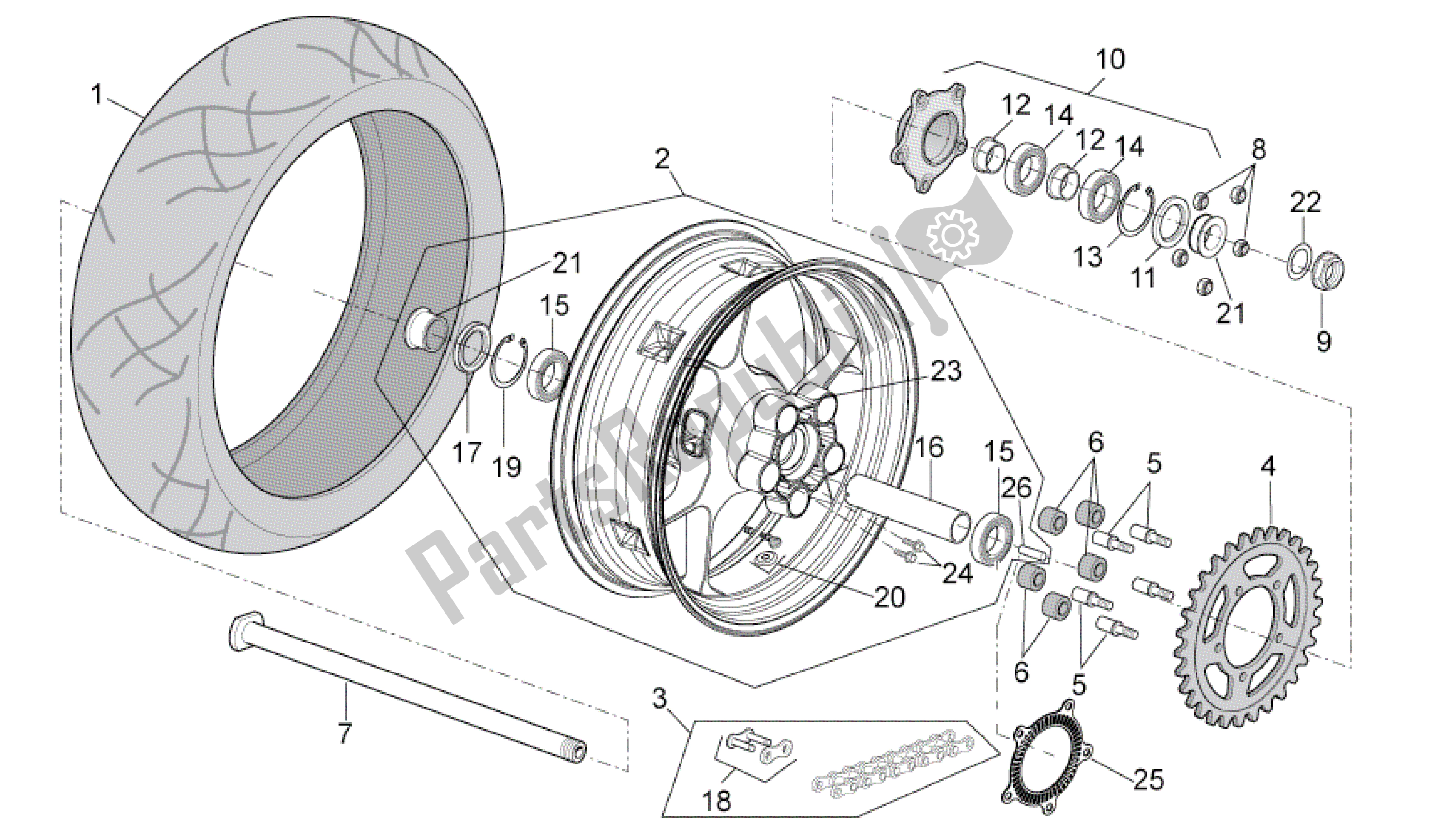 Toutes les pièces pour le Rueda Trasera du Aprilia RSV4 Tuono V4 R Aprc 1000 2011