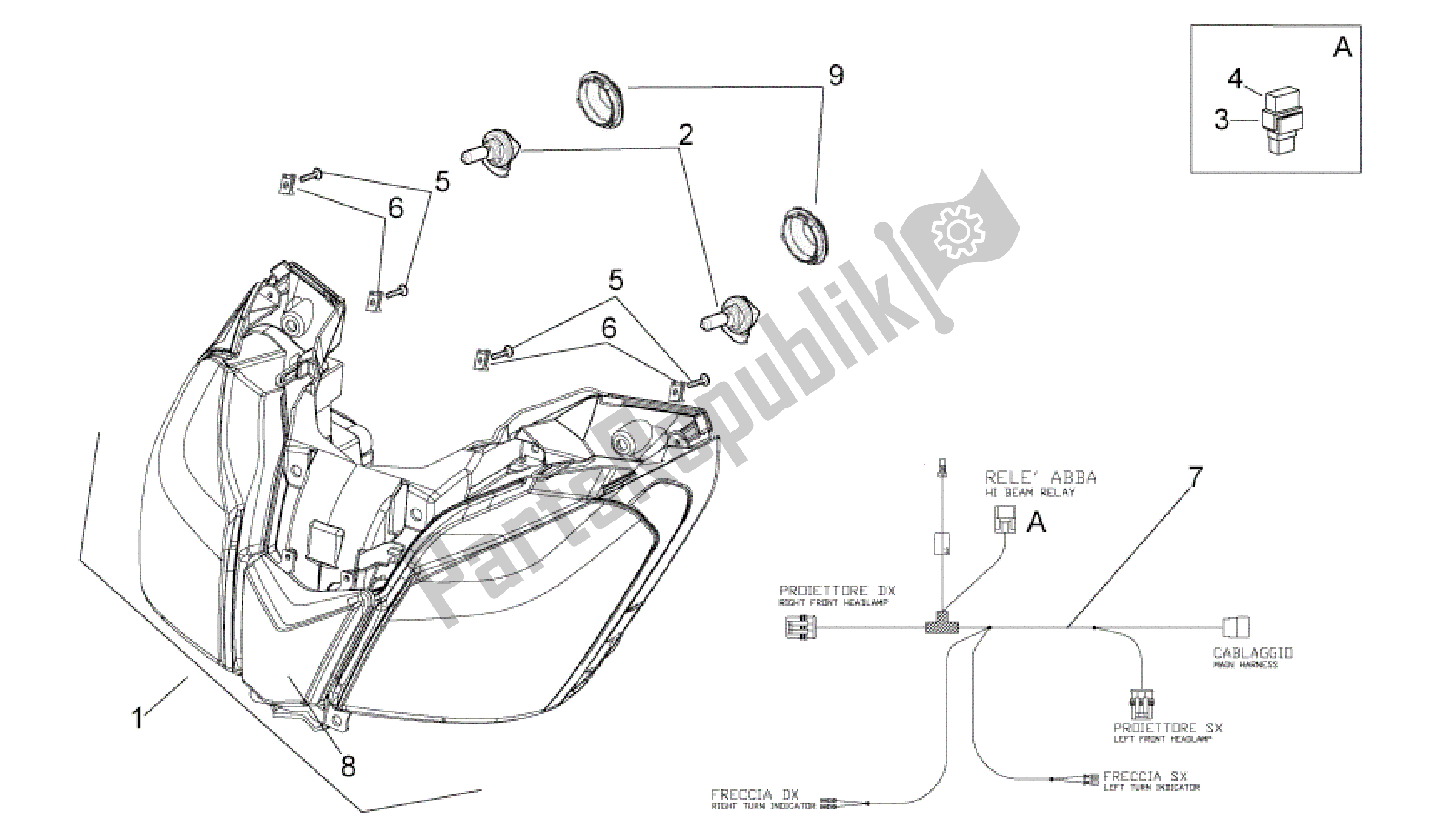 All parts for the Faro Delantero of the Aprilia RSV4 Tuono V4 R Aprc 1000 2011