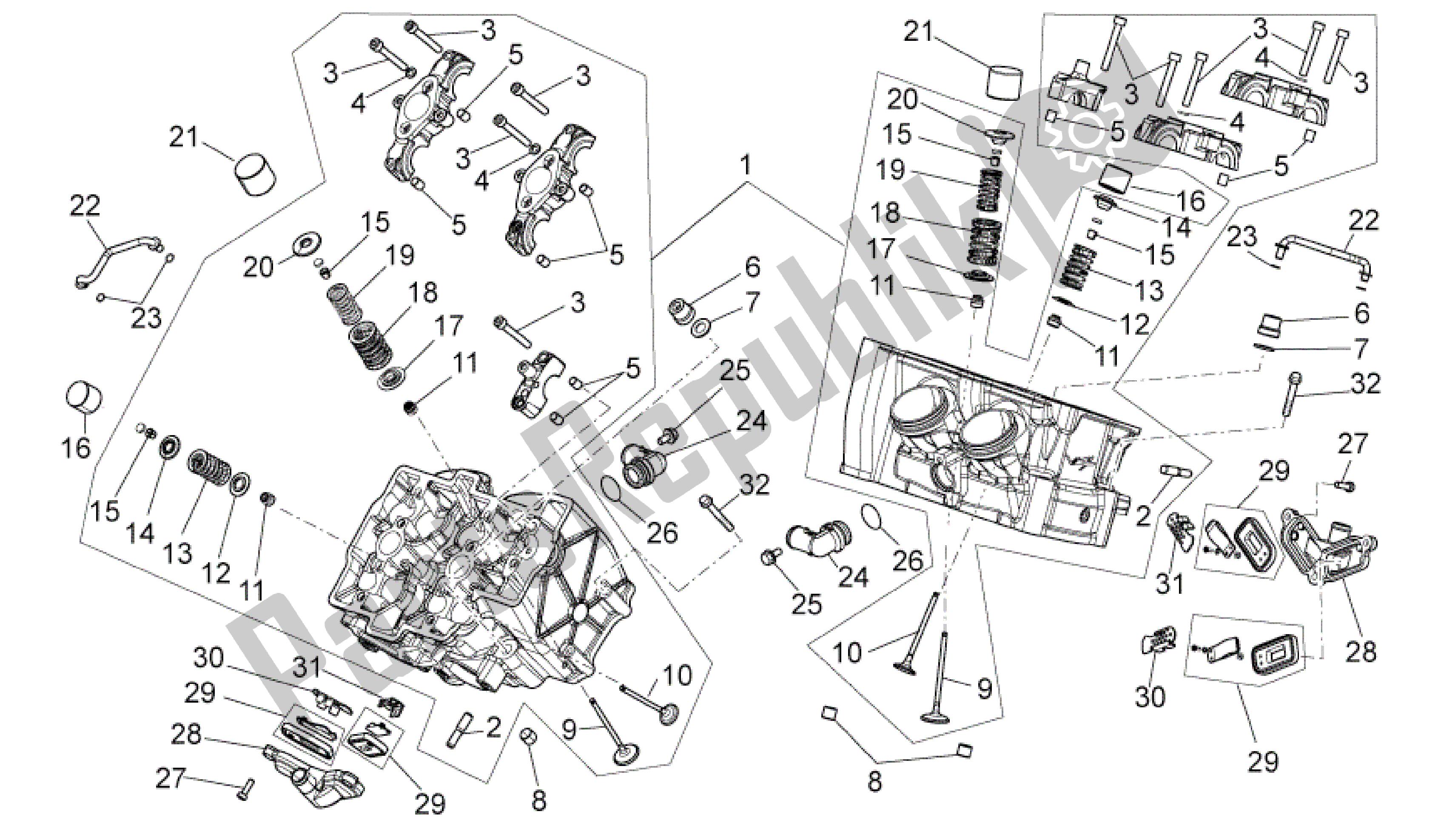 Todas las partes para Culata - Válvulas de Aprilia RSV4 Tuono V4 R Aprc 1000 2011