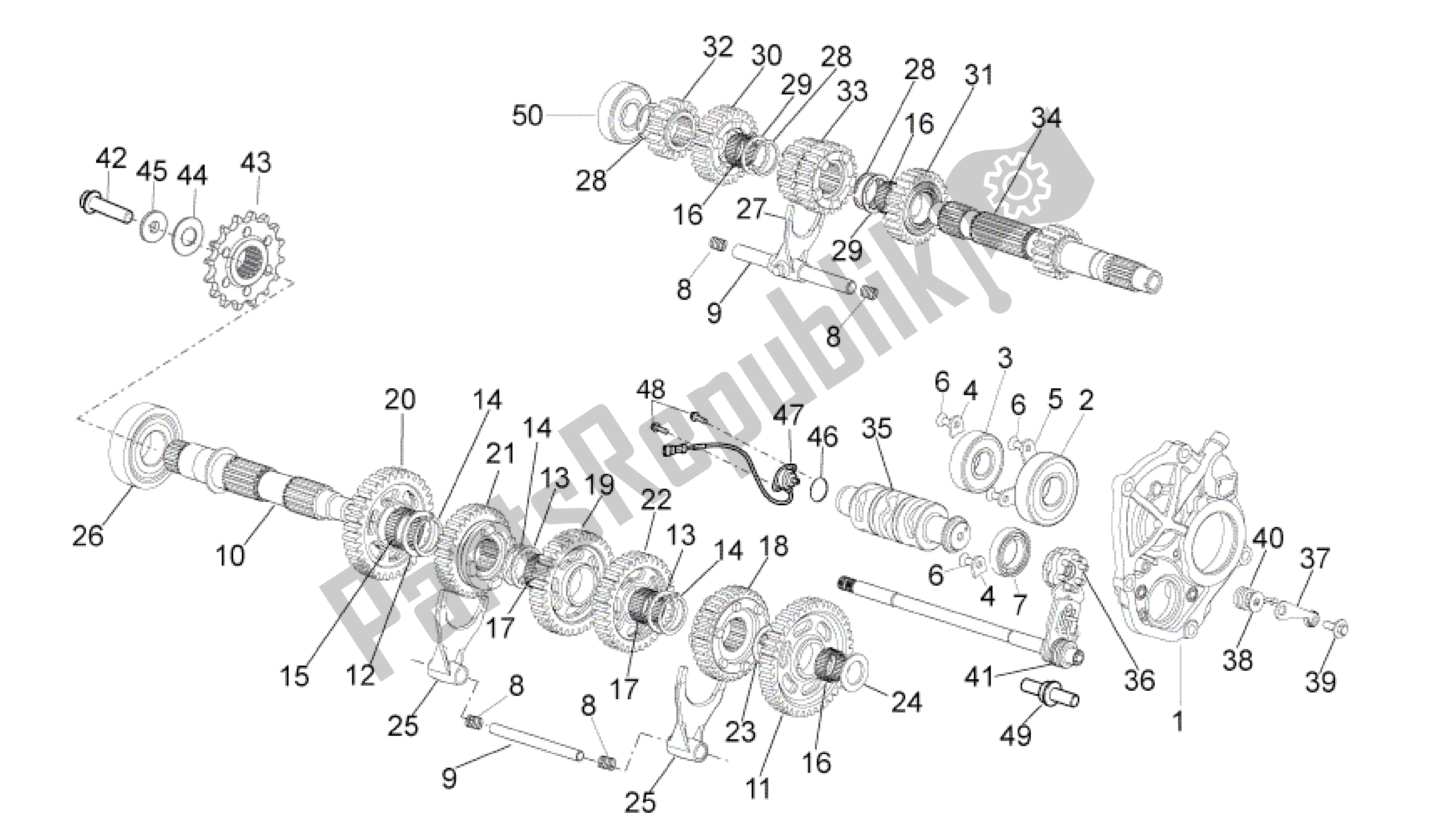 Alle onderdelen voor de Cambio van de Aprilia RSV4 Tuono V4 R Aprc 1000 2011