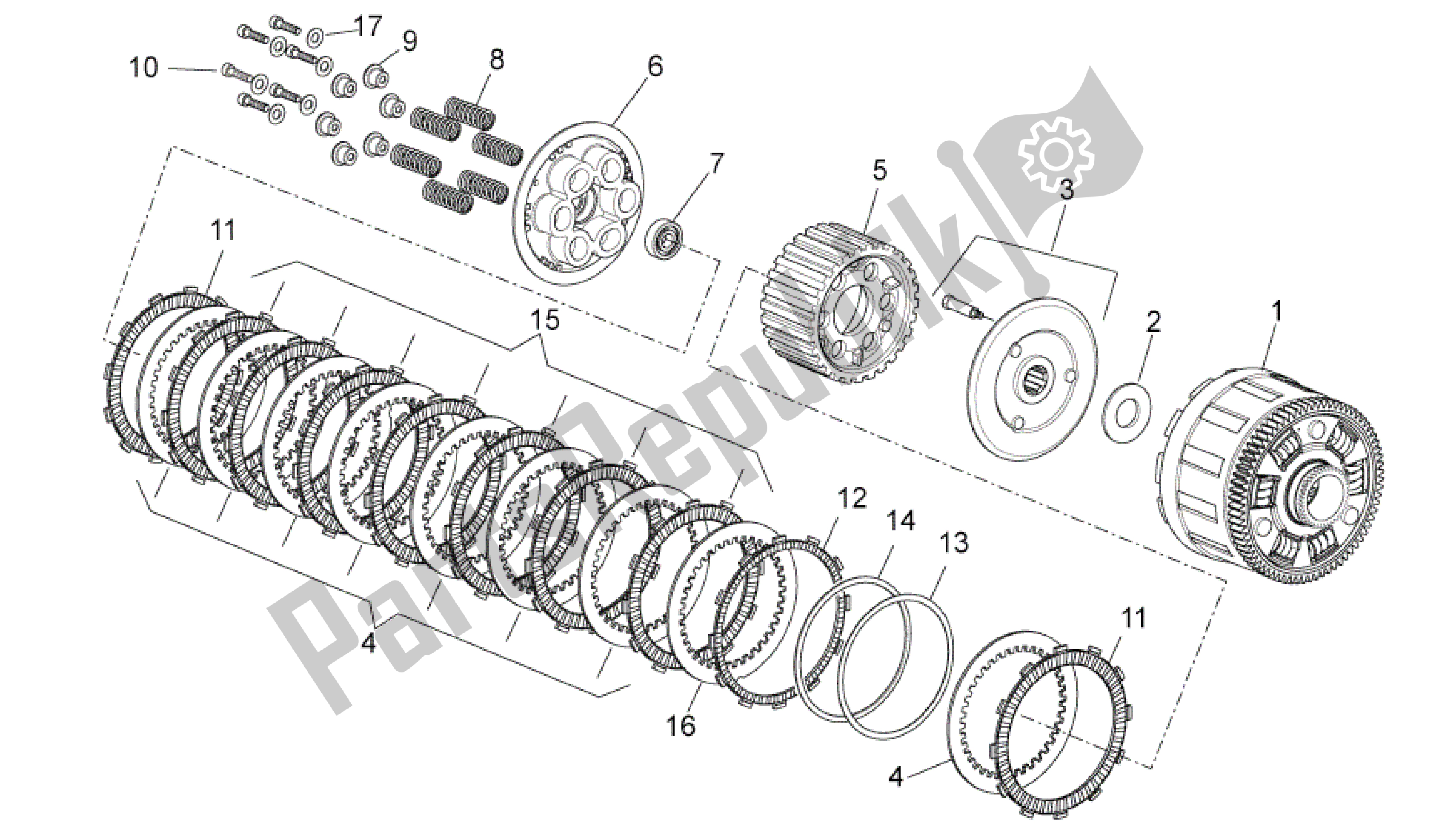 Toutes les pièces pour le Embrague Ii du Aprilia RSV4 Tuono V4 R Aprc 1000 2011