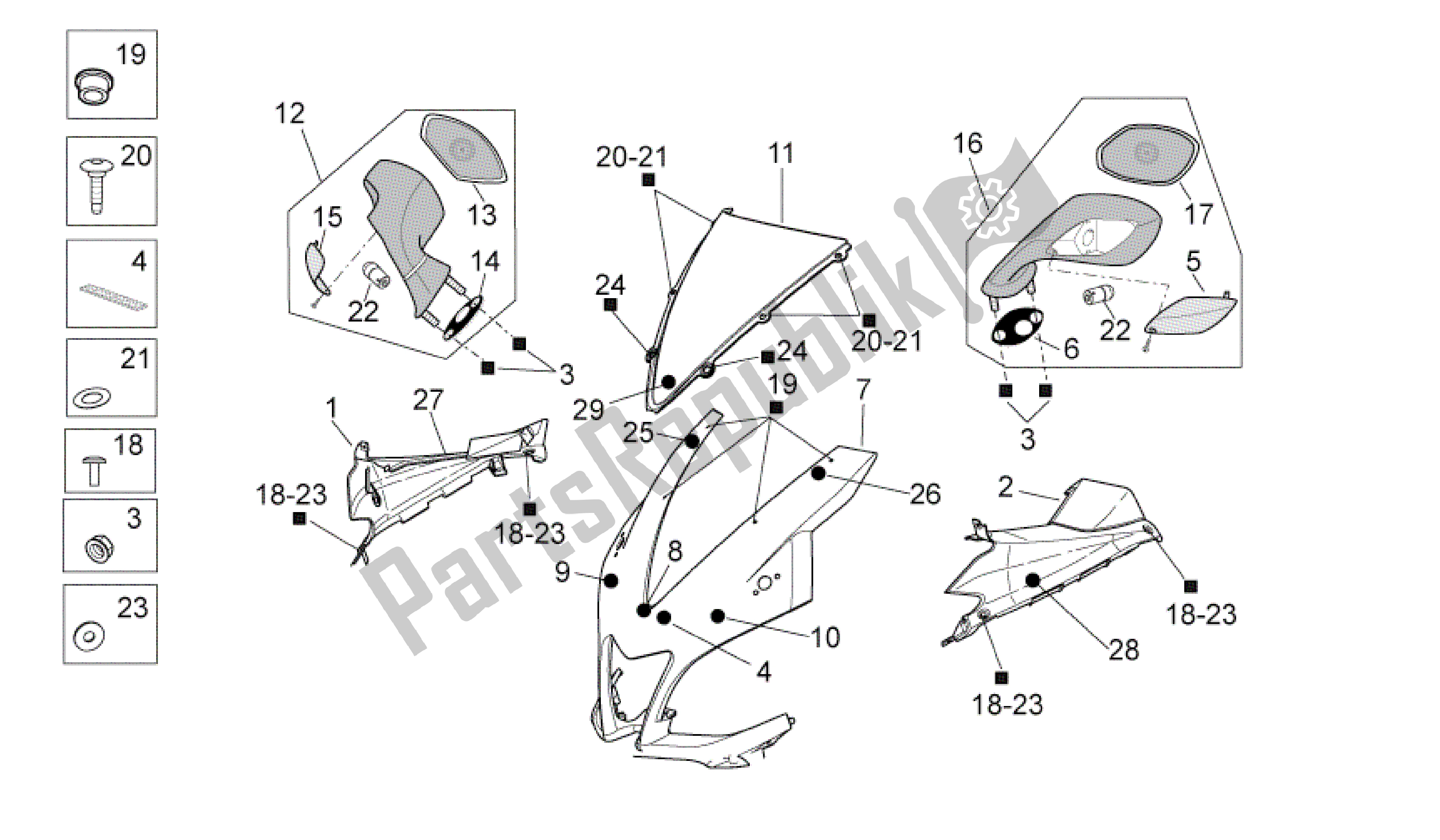 Tutte le parti per il Corpo Anteriore I del Aprilia RSV4 Aprc R ABS 3984 1000 2013