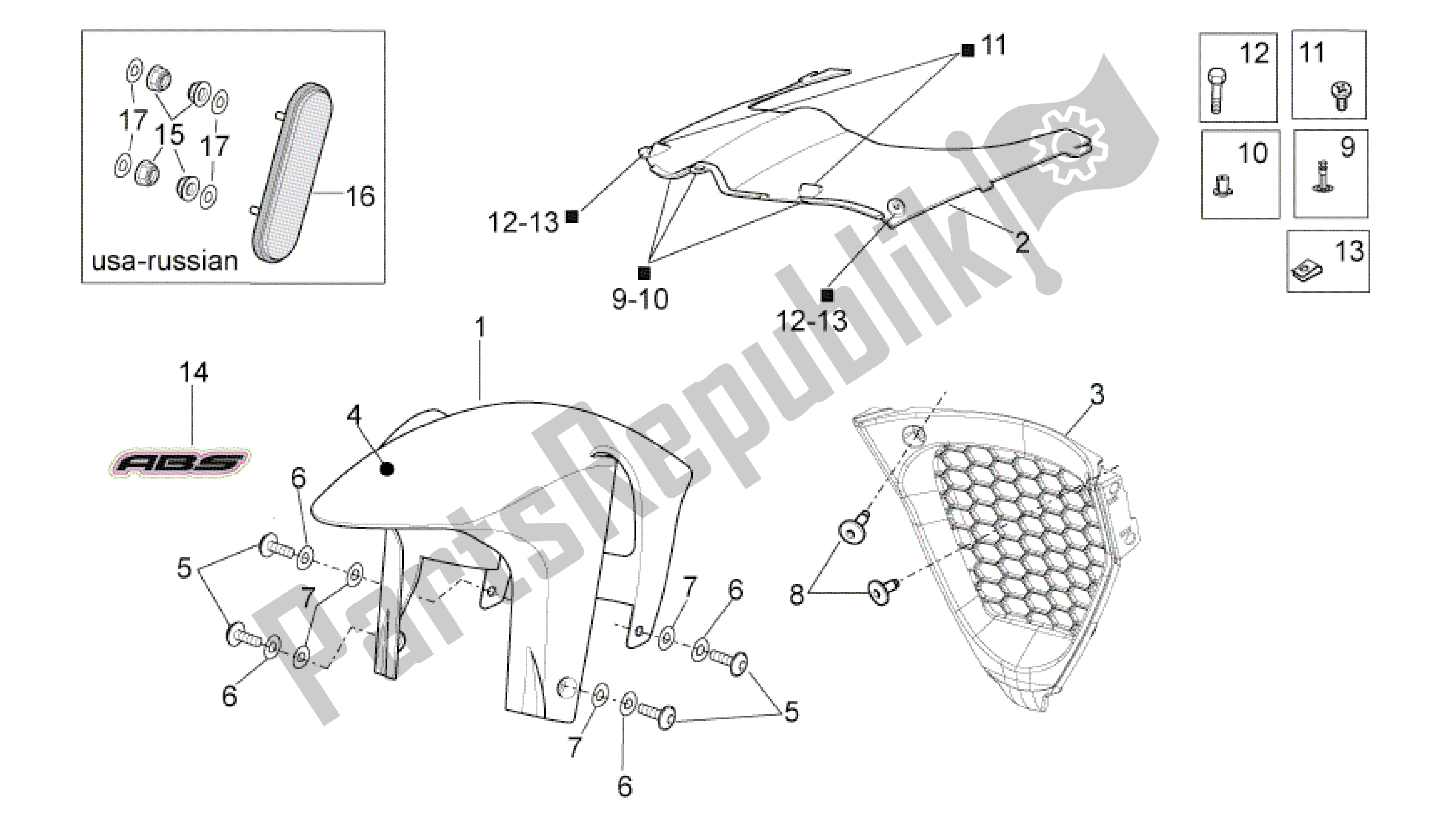 Alle onderdelen voor de Voorkant Iii van de Aprilia RSV4 Aprc R ABS 3984 1000 2013