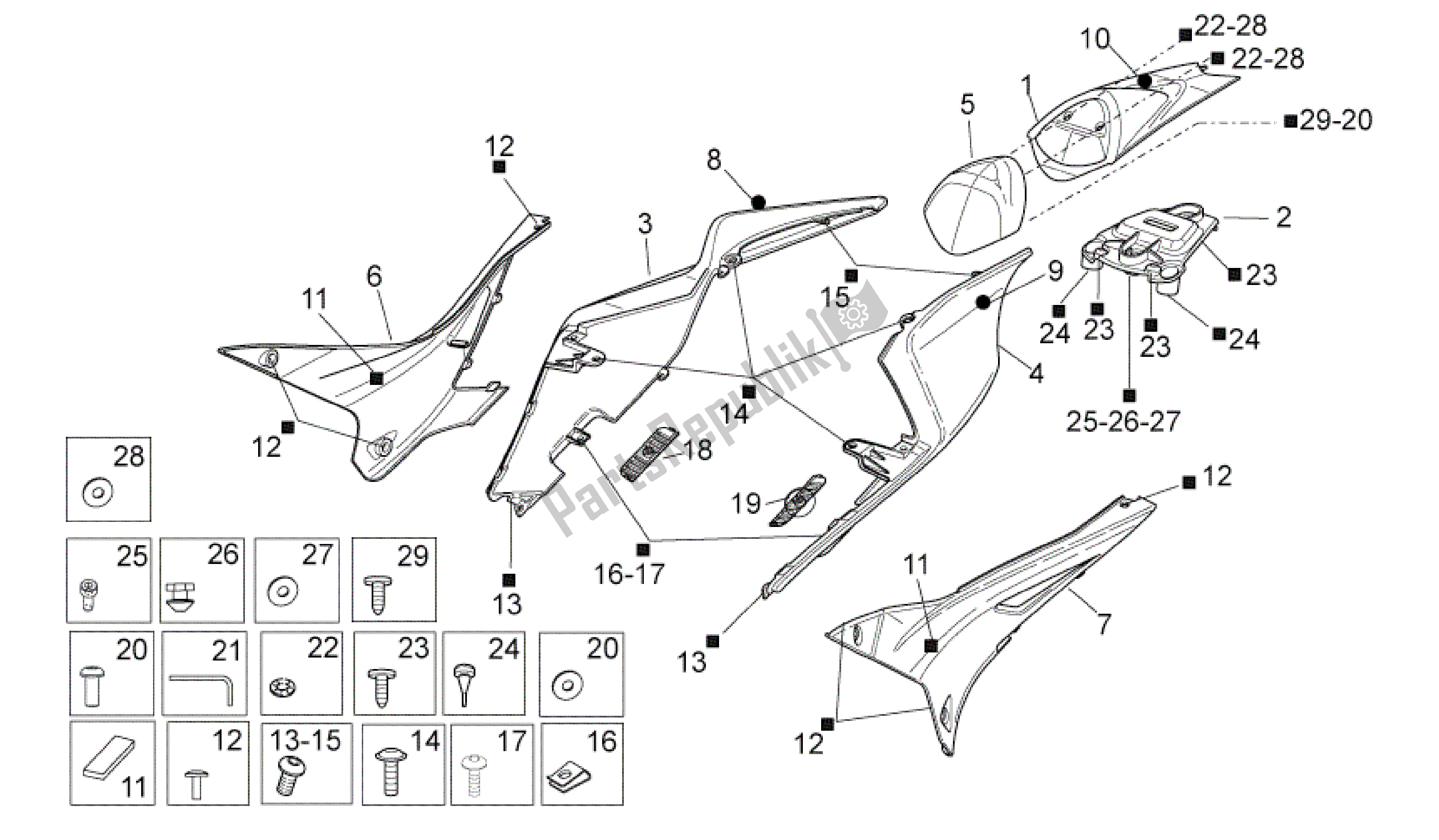 Alle Teile für das Hinterer Körper I des Aprilia RSV4 Aprc R ABS 3984 1000 2013