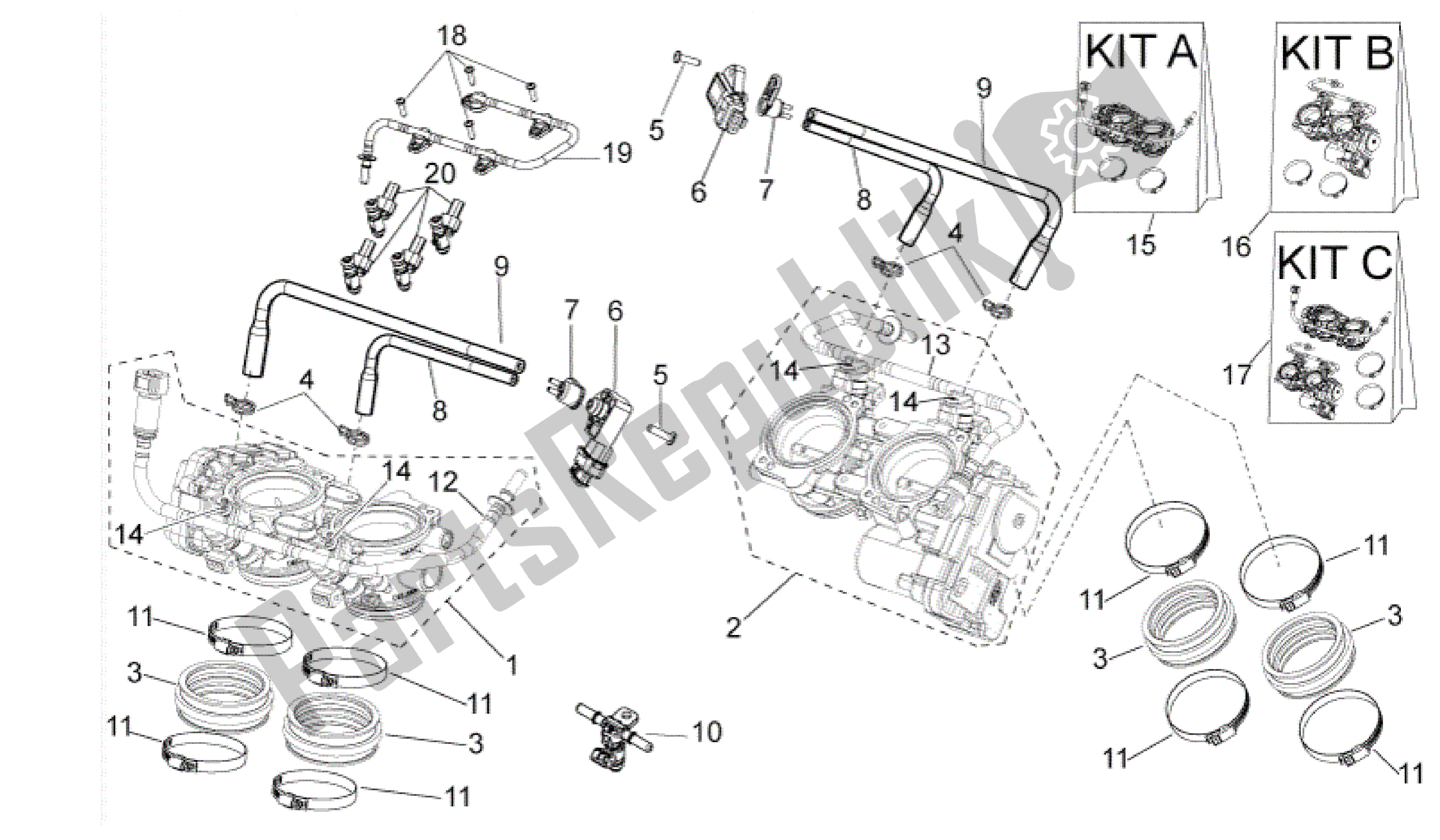 Alle Teile für das Drosselklappengehäuse des Aprilia RSV4 Aprc R ABS 3984 1000 2013