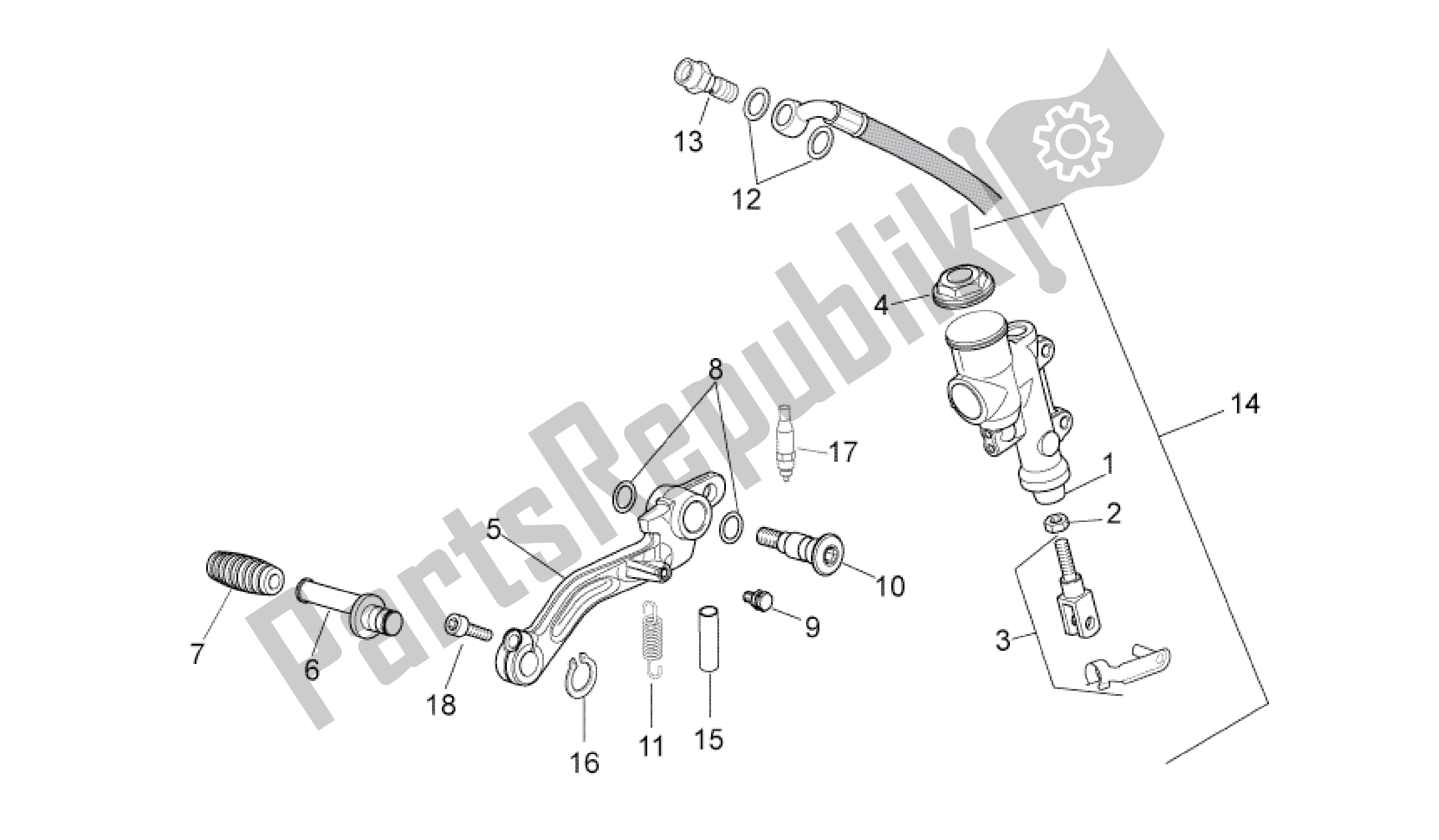 All parts for the Rear Master Cylinder of the Aprilia RSV4 Aprc R ABS 3984 1000 2013