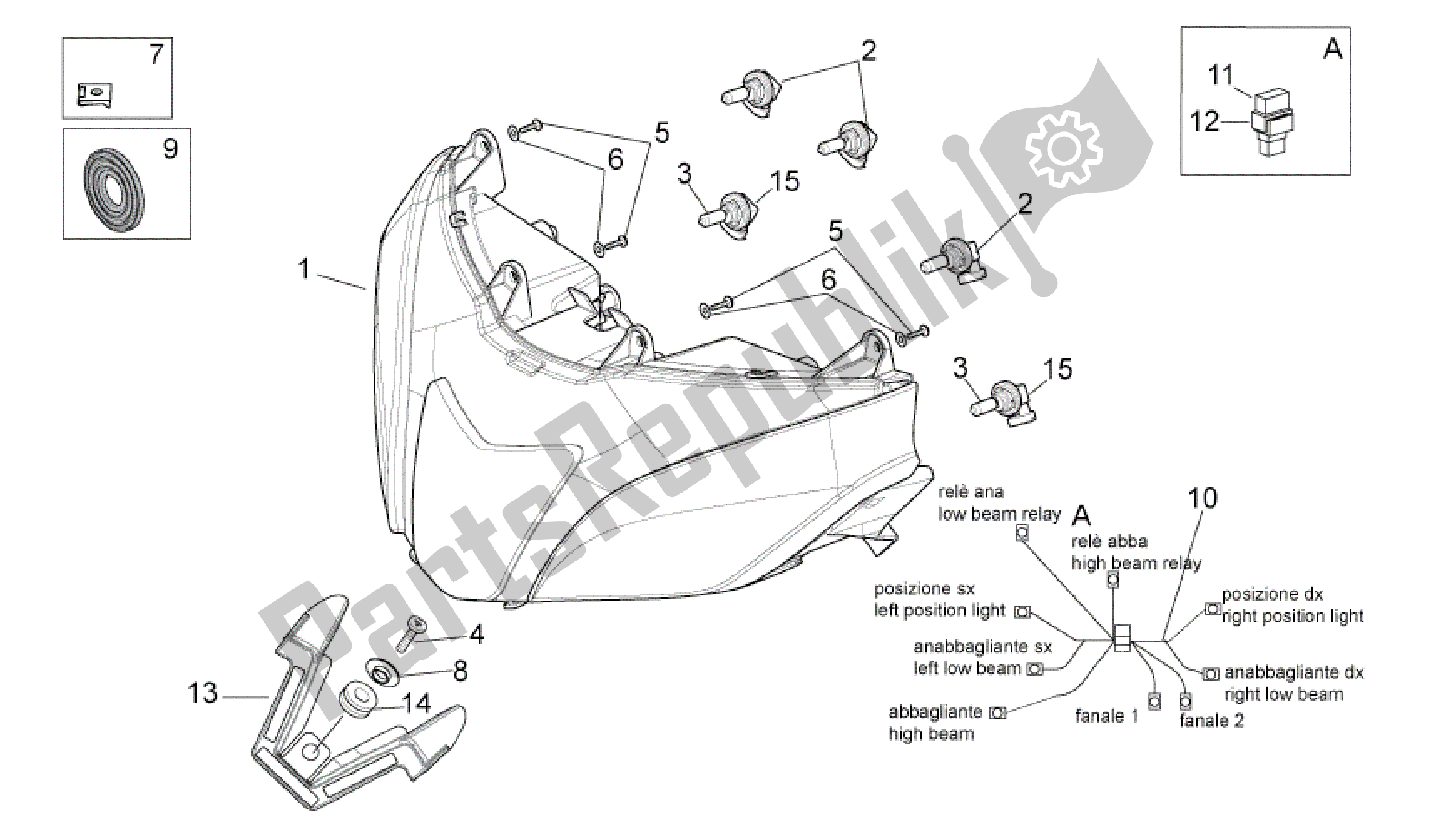 Alle onderdelen voor de Koplamp van de Aprilia RSV4 Aprc R ABS 3984 1000 2013