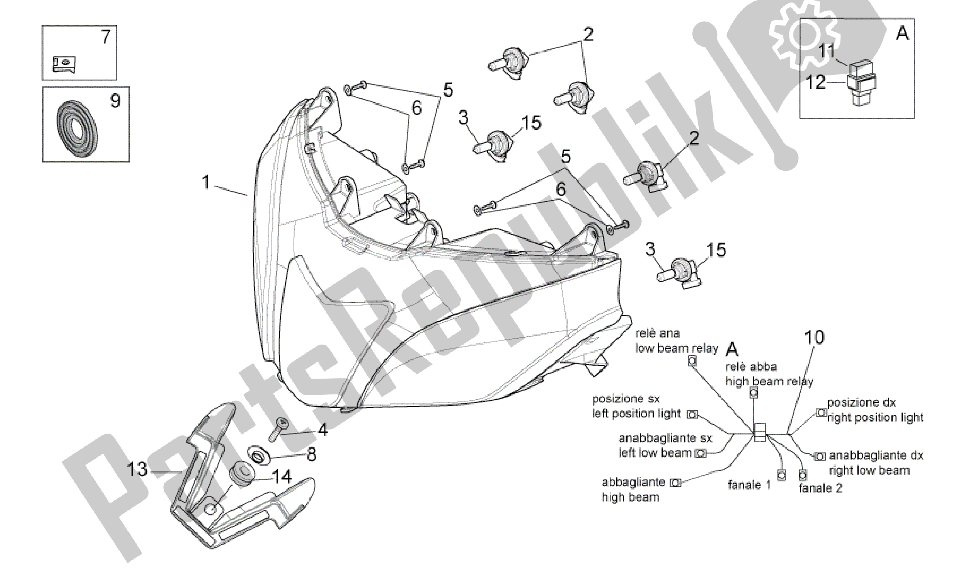 Todas as partes de Farol do Aprilia RSV4 Aprc R ABS 3984 1000 2013