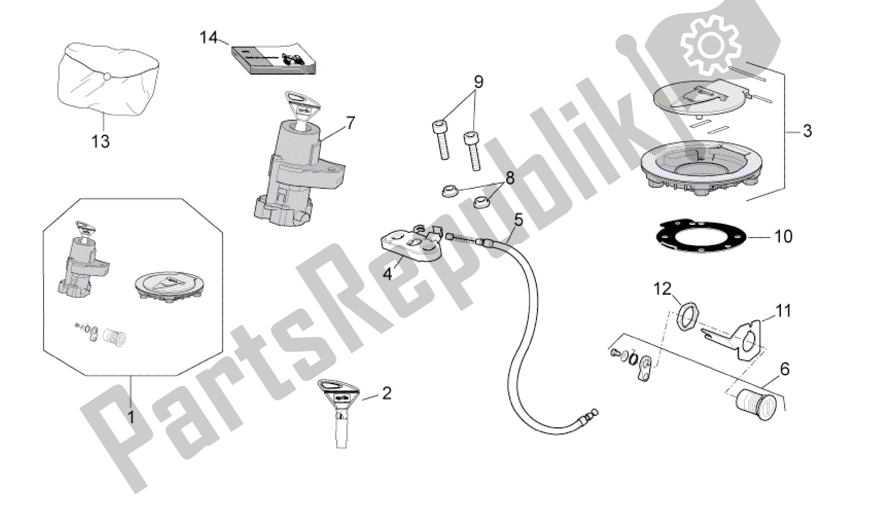 All parts for the Lock Hardware Kit of the Aprilia RSV4 Aprc R ABS 3984 1000 2013
