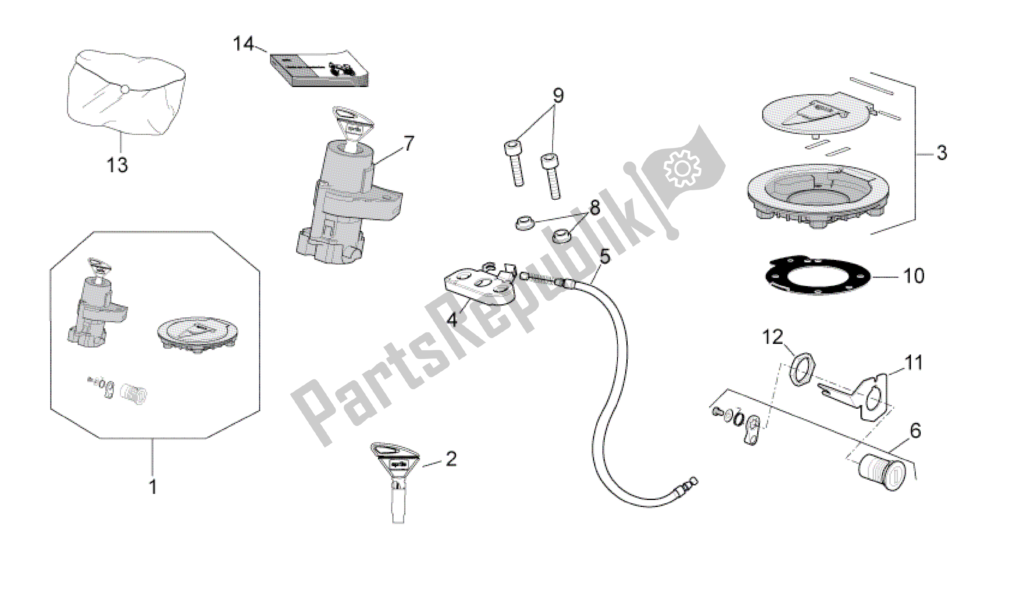 All parts for the Lock Hardware Kit of the Aprilia RSV4 Aprc R ABS 3984 1000 2013