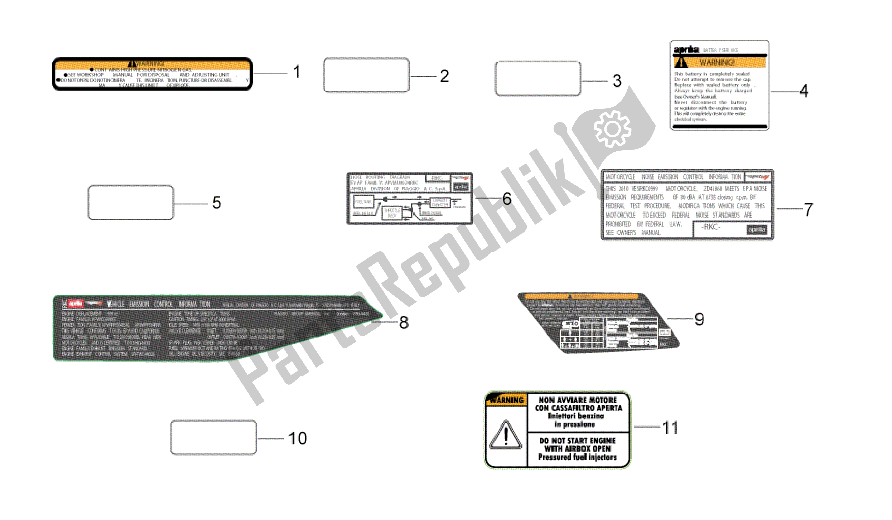 Todas as partes de Conjunto De Placas E Decalque do Aprilia RSV4 Aprc R ABS 3984 1000 2013