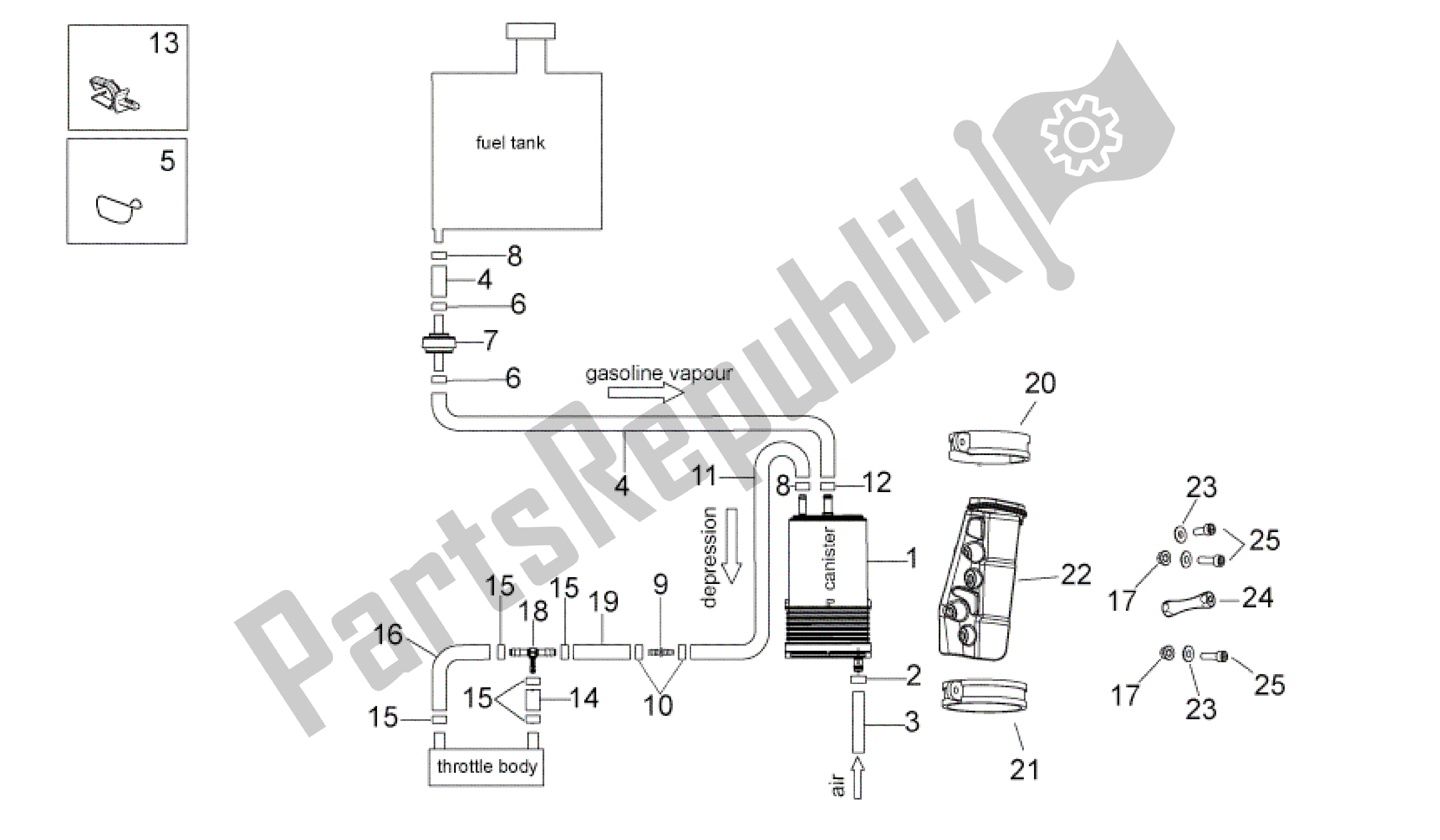 Alle Teile für das Kraftstoffdampfrückgewinnungssystem des Aprilia RSV4 Aprc R ABS 3984 1000 2013