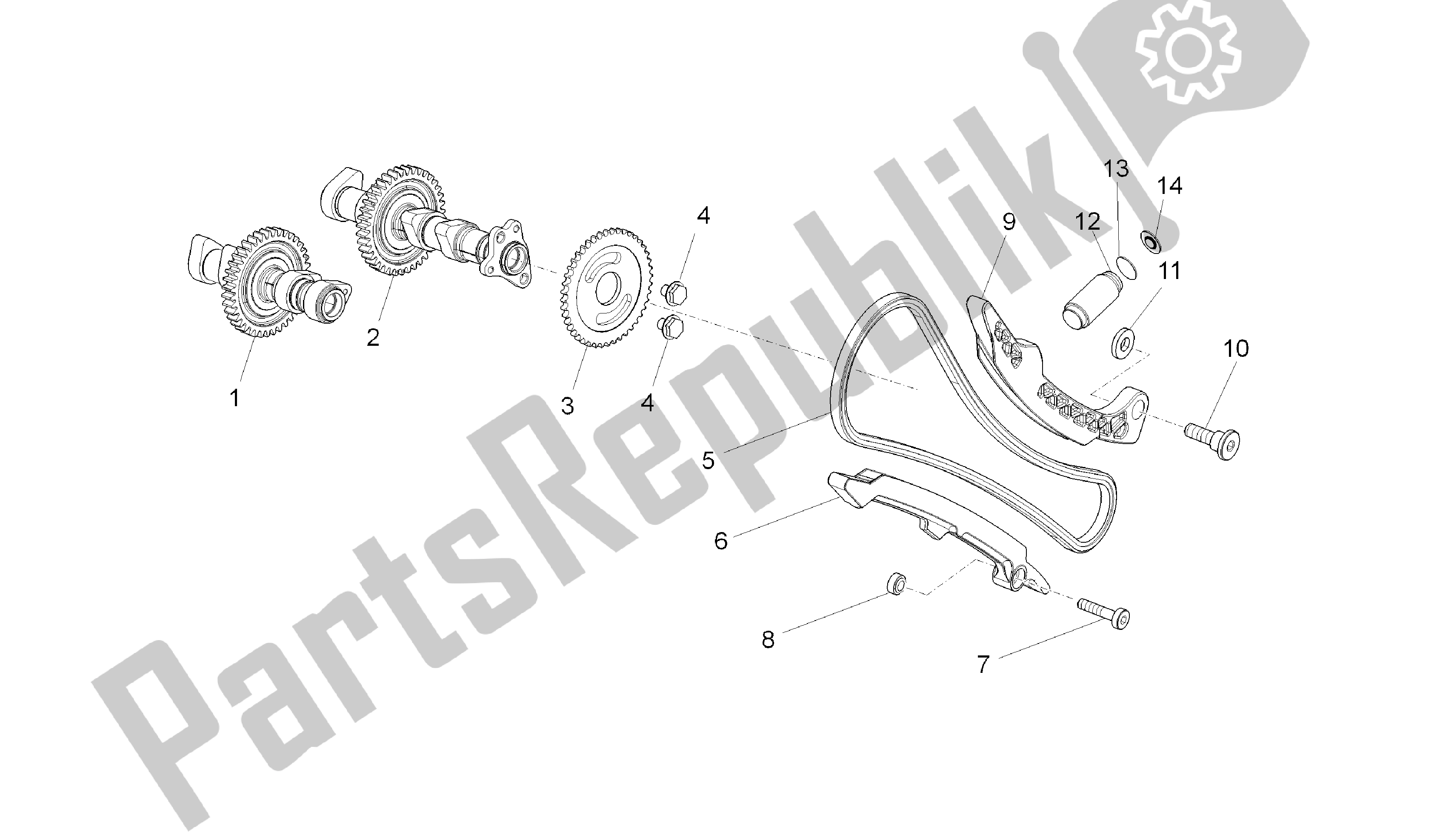 Alle onderdelen voor de Voorste Cilinder Timing Systeem van de Aprilia RSV4 Aprc R ABS 3984 1000 2013