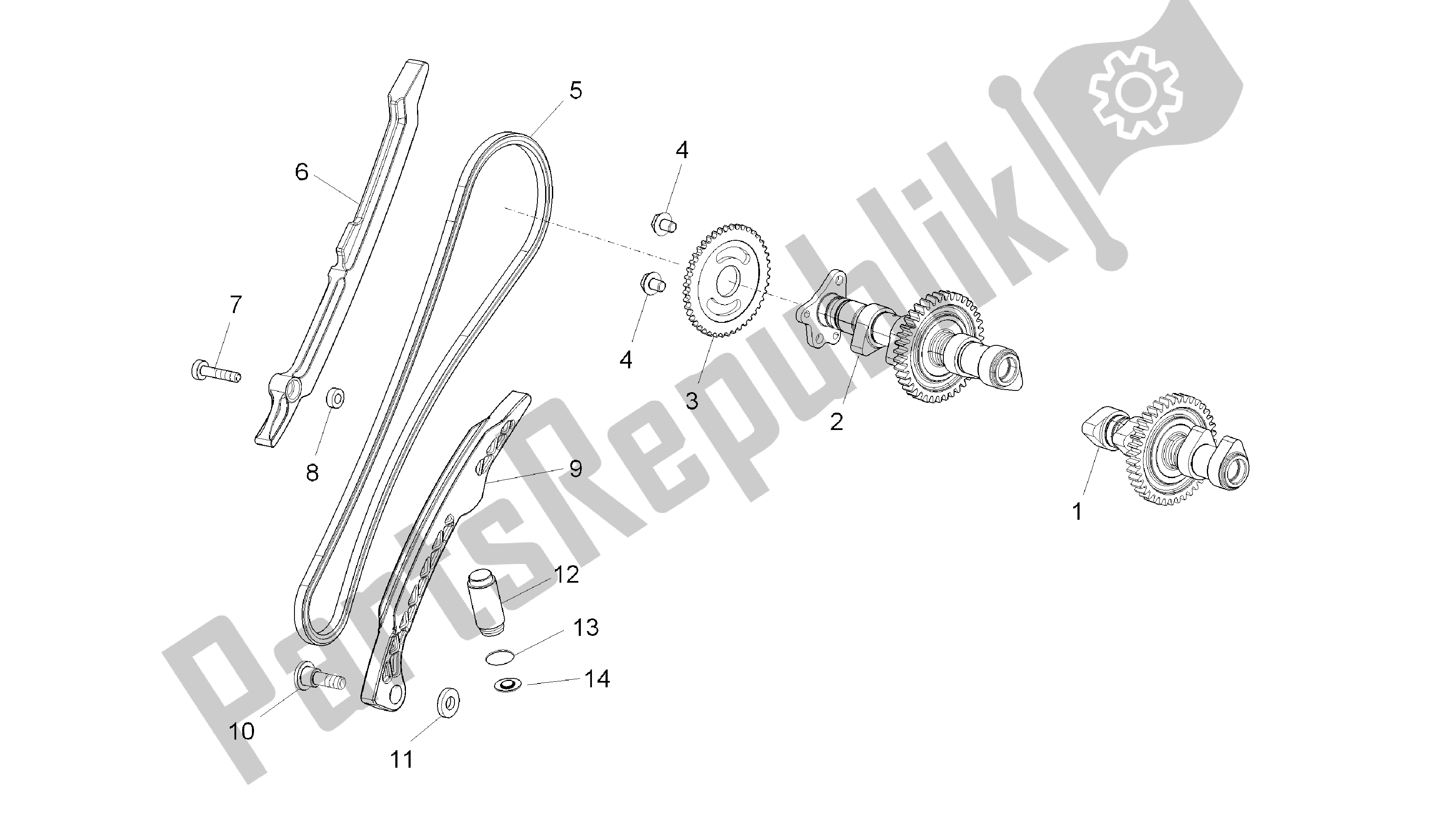 Alle onderdelen voor de Achterste Cilinder Timing Systeem van de Aprilia RSV4 Aprc R ABS 3984 1000 2013