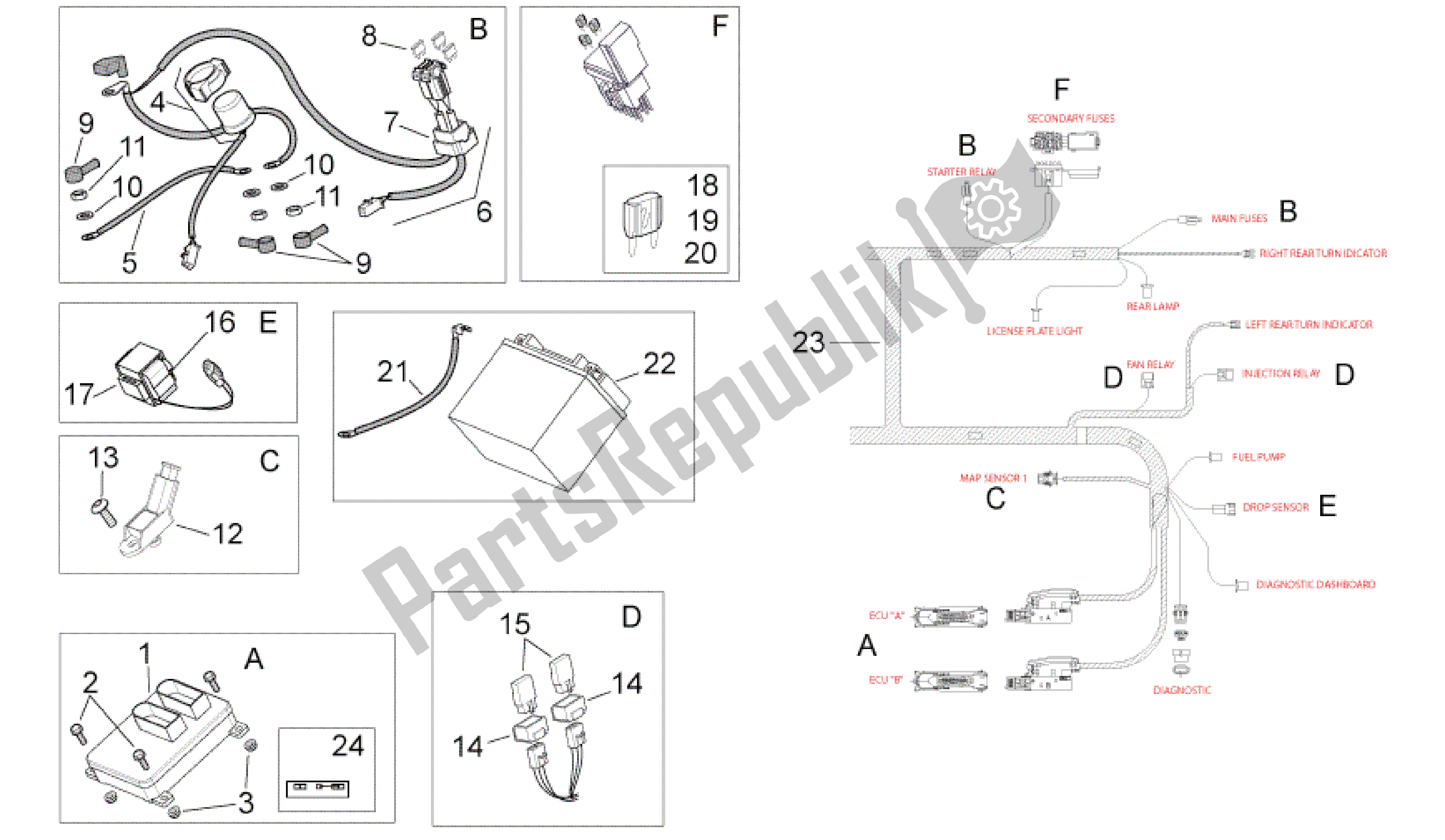 All parts for the Electrical System Ii of the Aprilia RSV Tuono Factory 3985 1000 2006 - 2009