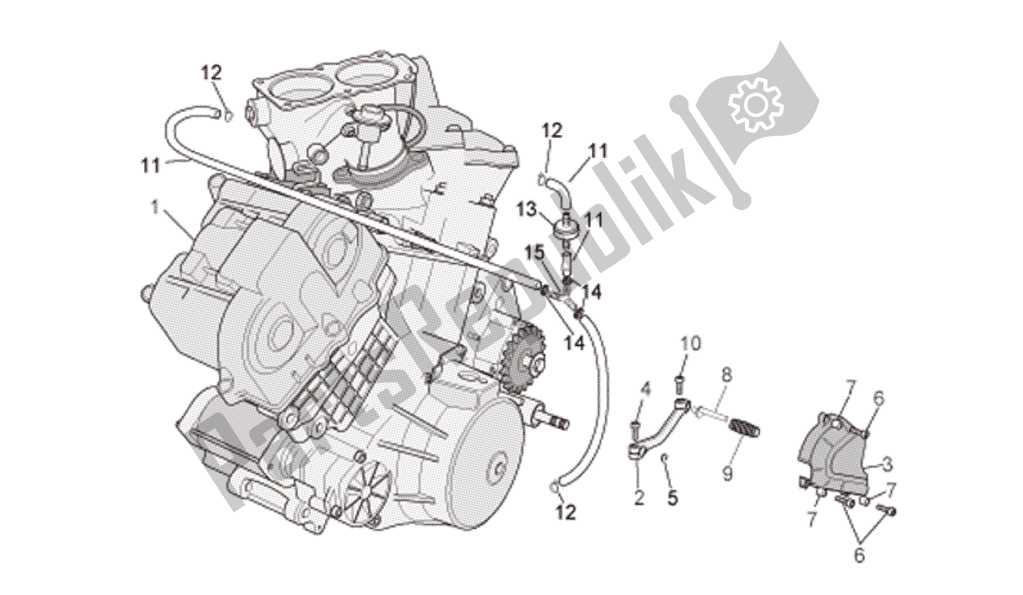 Alle onderdelen voor de Motor van de Aprilia RSV Tuono Factory 3985 1000 2006 - 2009